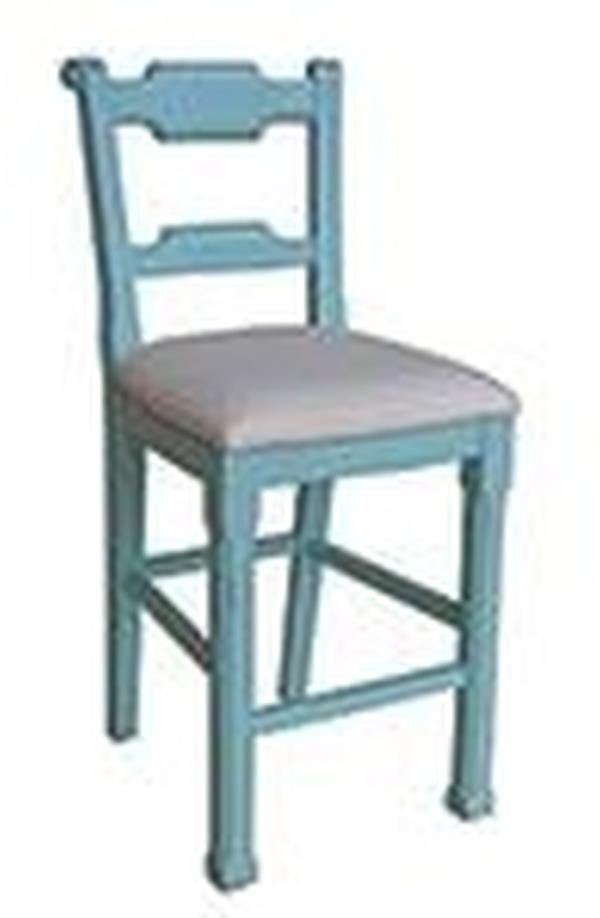 Trade Winds Aqua Painted Mahogany Counter Stool Coastal Style (1 of 1)