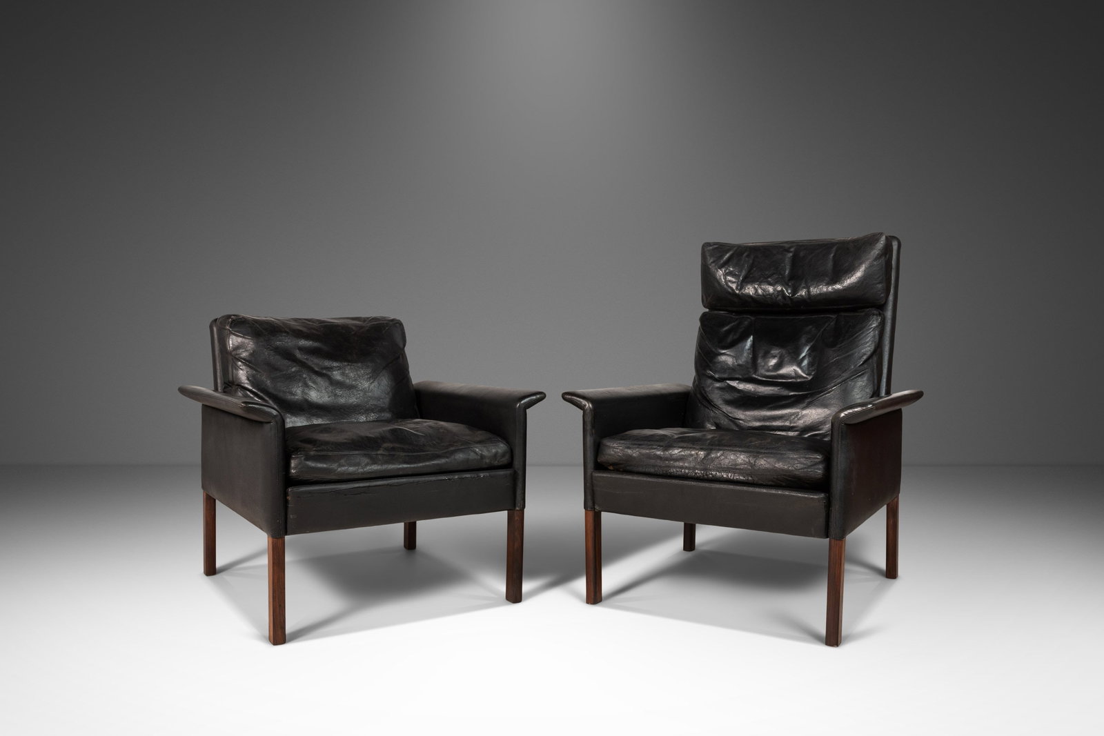 Hans Olsen Model 500 Lounge Chairs Set in Rosewood and Vintage Leather 1960s Denmark (1 of 10)