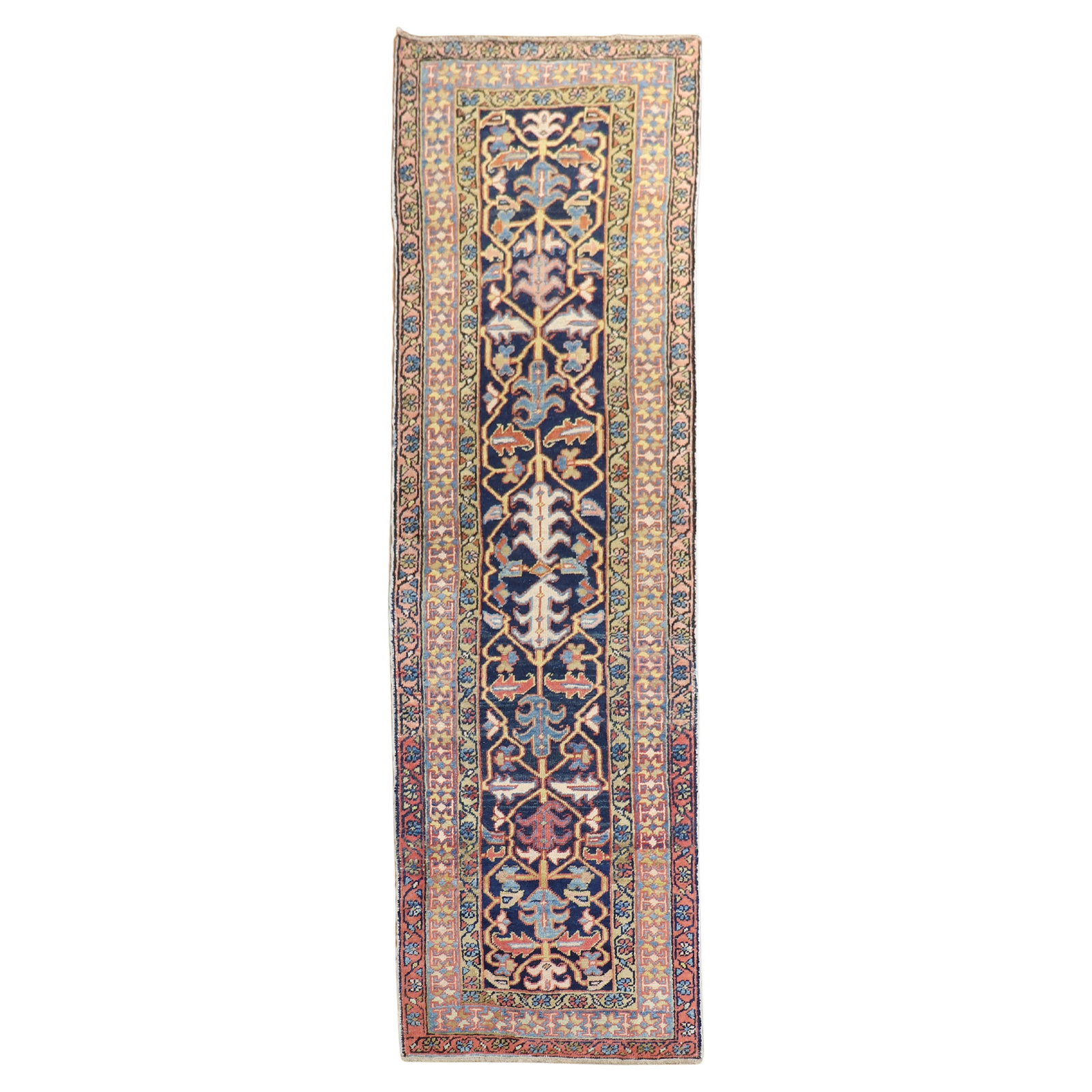 Antique Persian Heriz Wool Runner 2'9'' x 9'5'' 1930s Folk Art Iran (1 of 8)