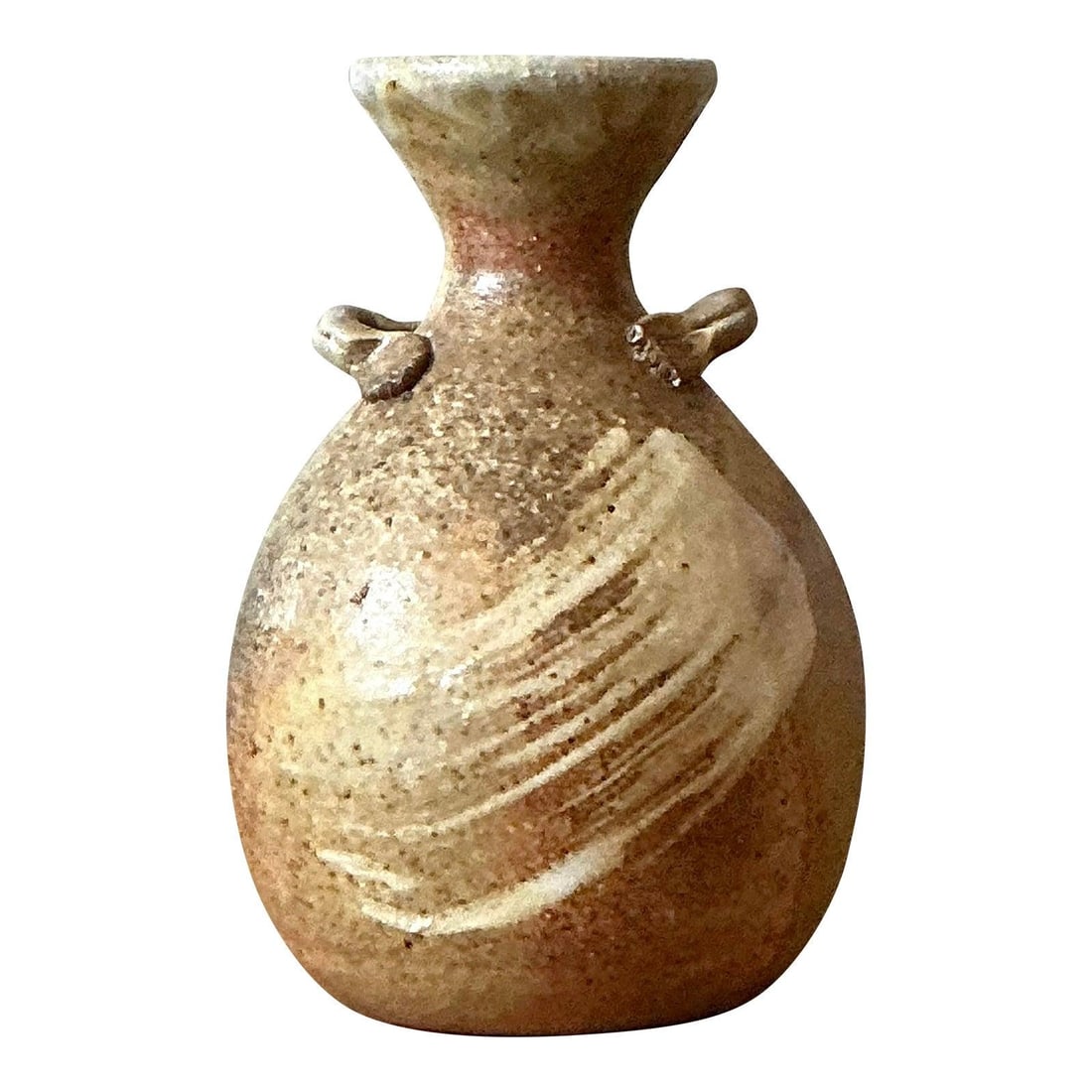 Signed Stoneware Bud Vase With Handles Studio Pottery 5 Inch Vintage (1 of 10)