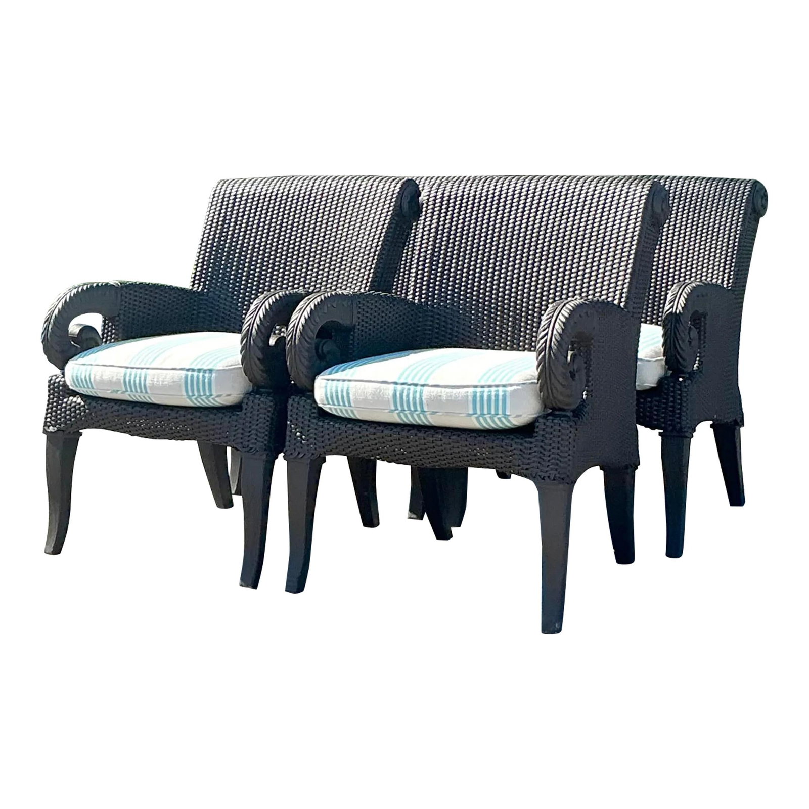 Set of 4 Vintage Boho Woven Rattan Dining Chairs (1 of 8)