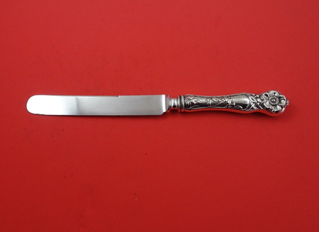 Watson Wild Rose Sterling Silver Knife 9 1/4" Blunt Blade Monogrammed (1 of 3)
