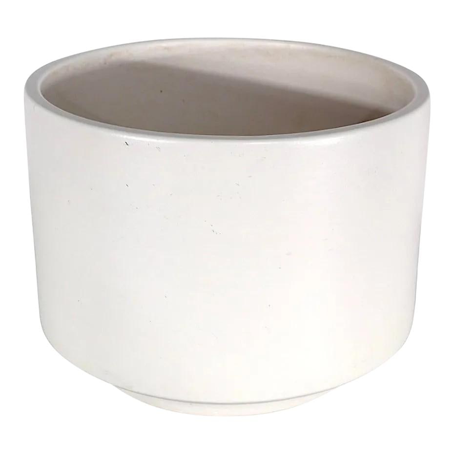 Gainey Vintage White Modernist Planter 12x12x9 Chic Minimalist Design (1 of 10)