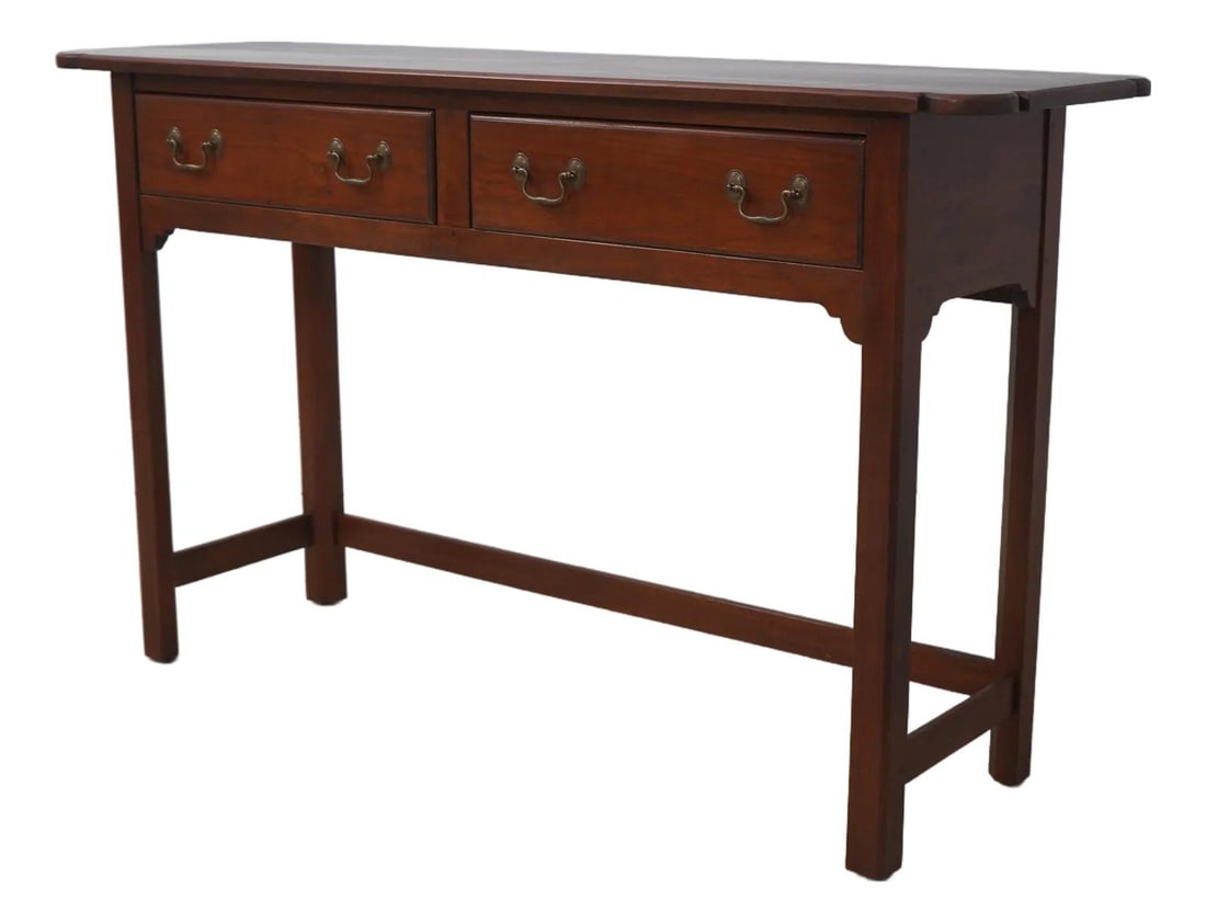 Cherry Wood Chippendale 2 Drawer Sofa Table Quality Craftsmanship (1 of 10)