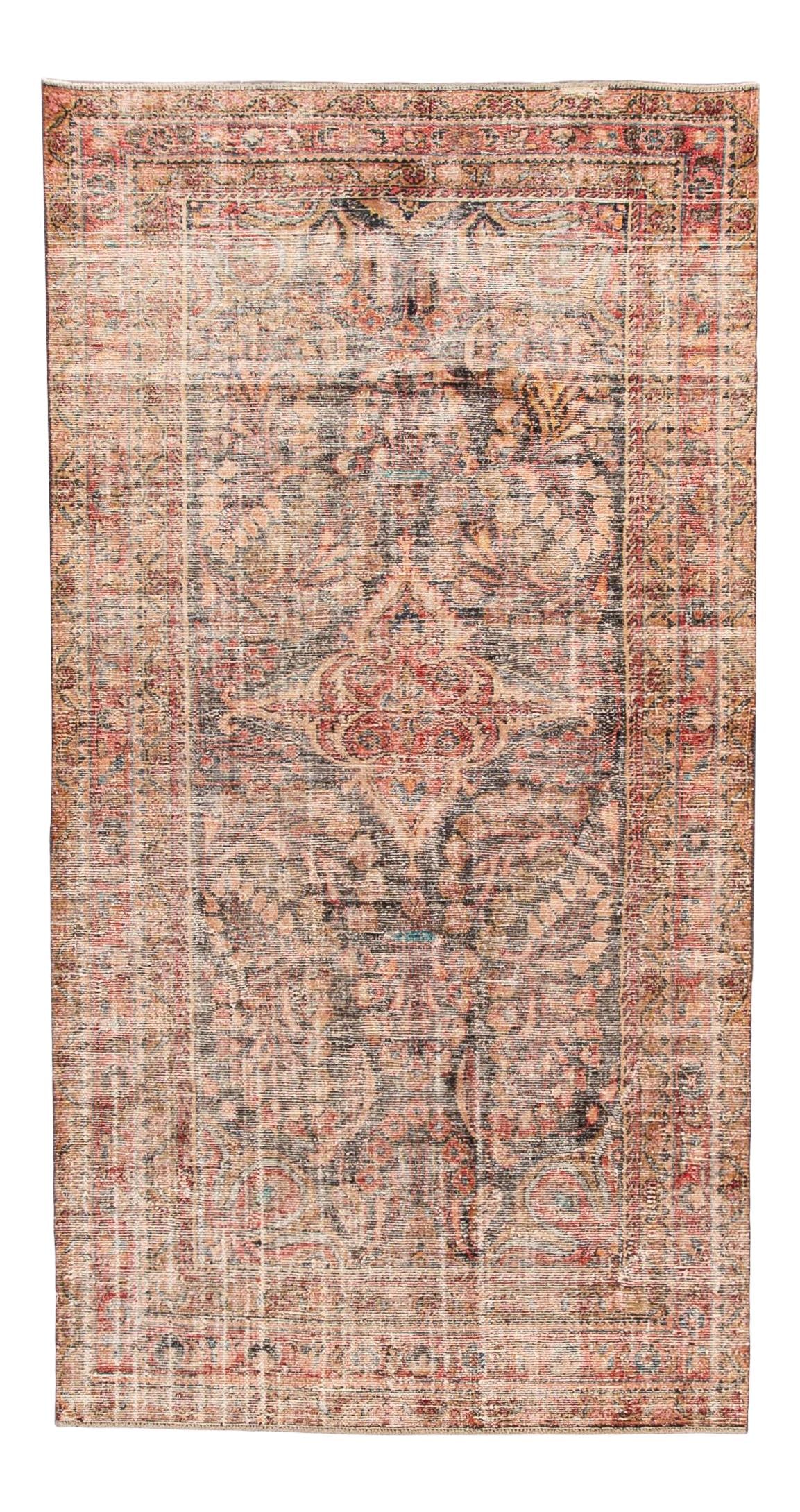 Vintage Malayer Blue Red Wool Runner Geometric Medallion 4'4 x 8'5 (1 of 7)