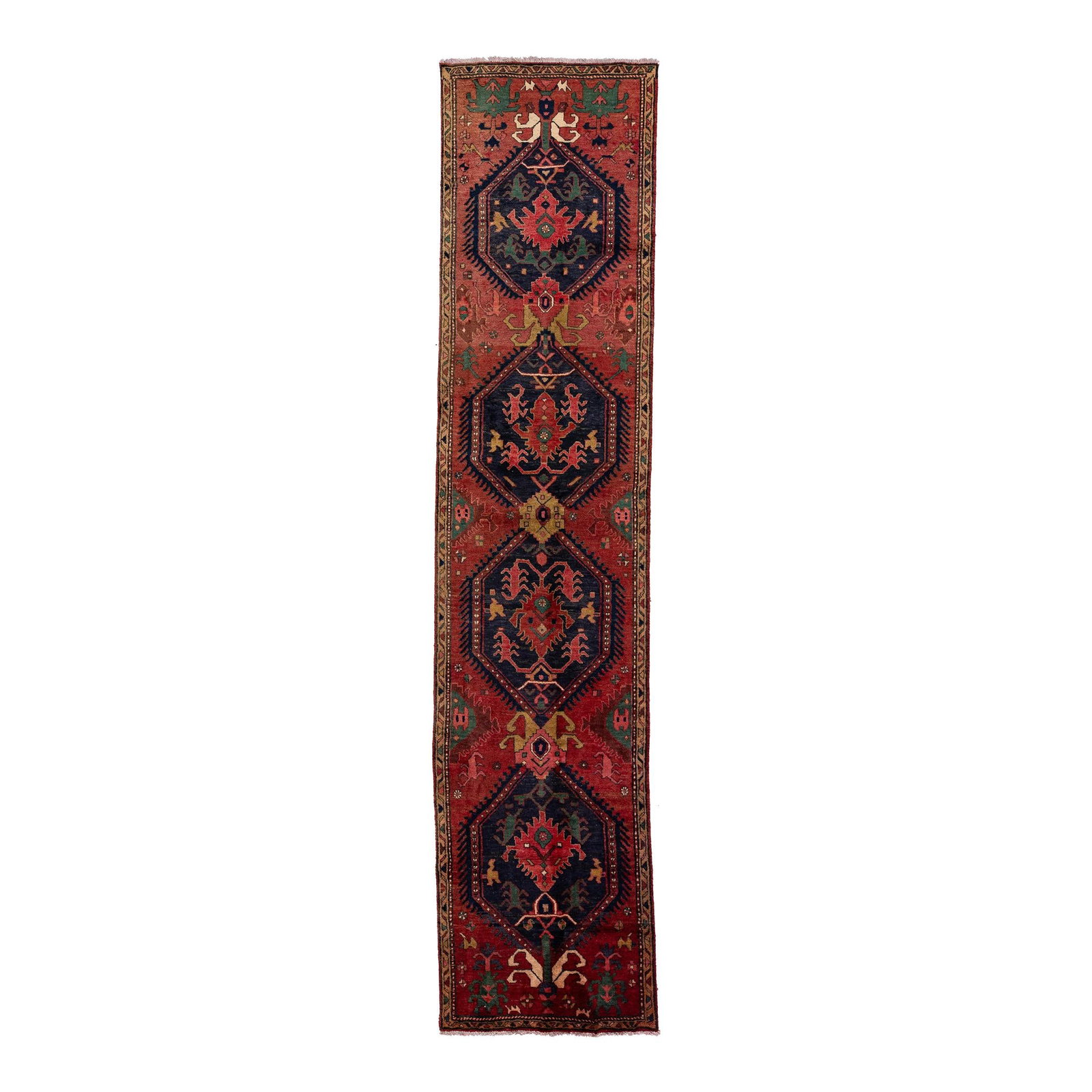 Handmade Red Vintage Heriz Wool Runner 2'10'' x 13' Tribal Design (1 of 10)