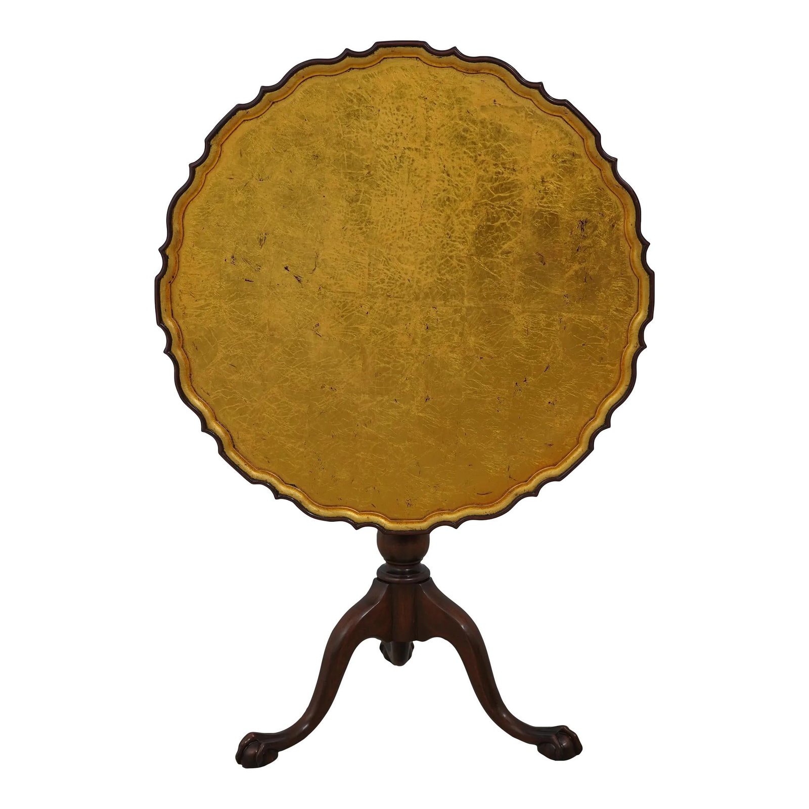 Kittinger OD-953 Chippendale Mahogany Table Gold Gilt Top: Kittinger OD-953 Chippendale Mahogany Table Gold Gilt Top This exquisite Kittinger OD-953 table features a stunning gold gilt top and is supported by beautifully crafted mahogany ball and claw feet. D