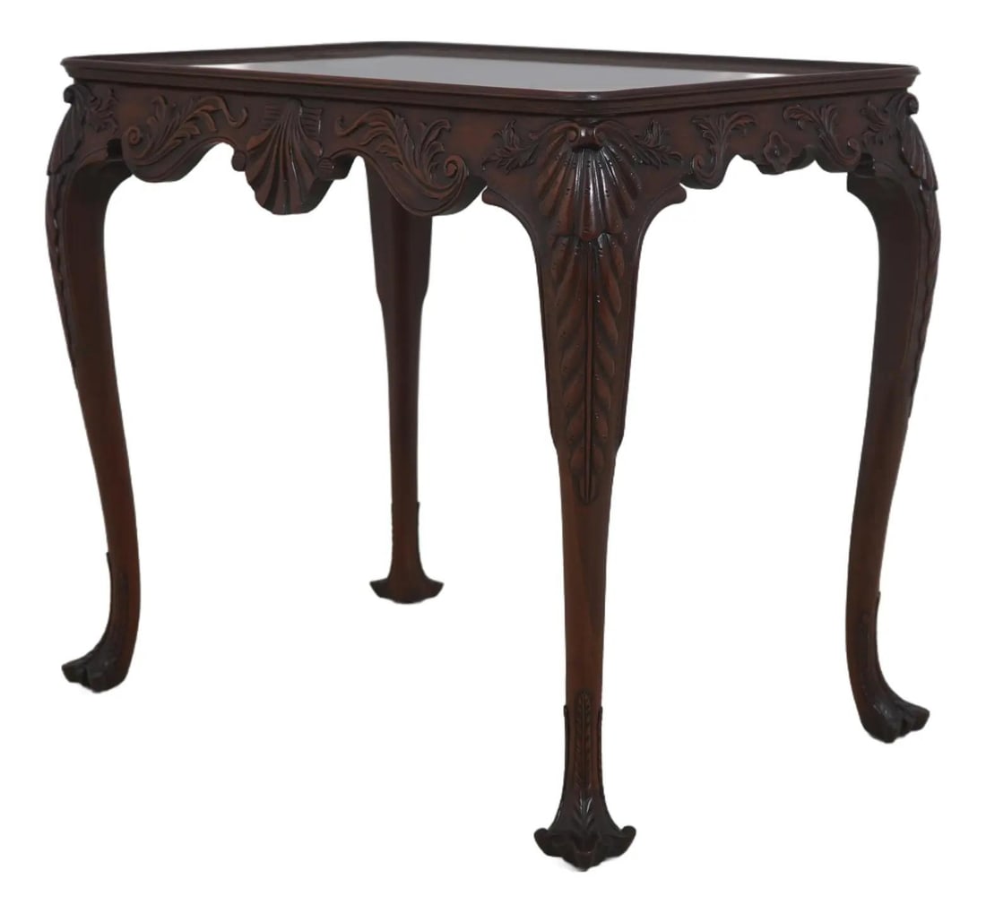 Mahogany Tea Table Irish Georgian Style with Fine Carved Details (1 of 10)