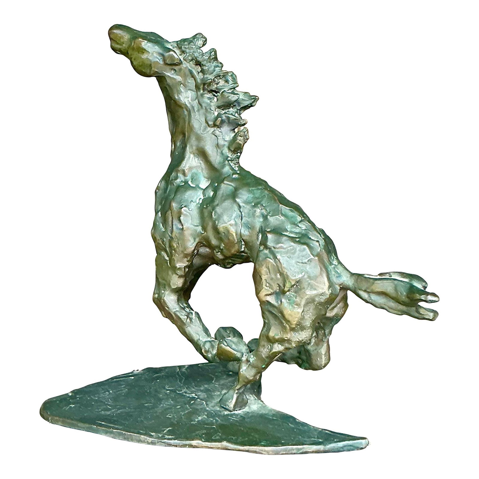 Vintage Boho Bronze Horse Sculpture 9in Dynamic Art Piece (1 of 8)