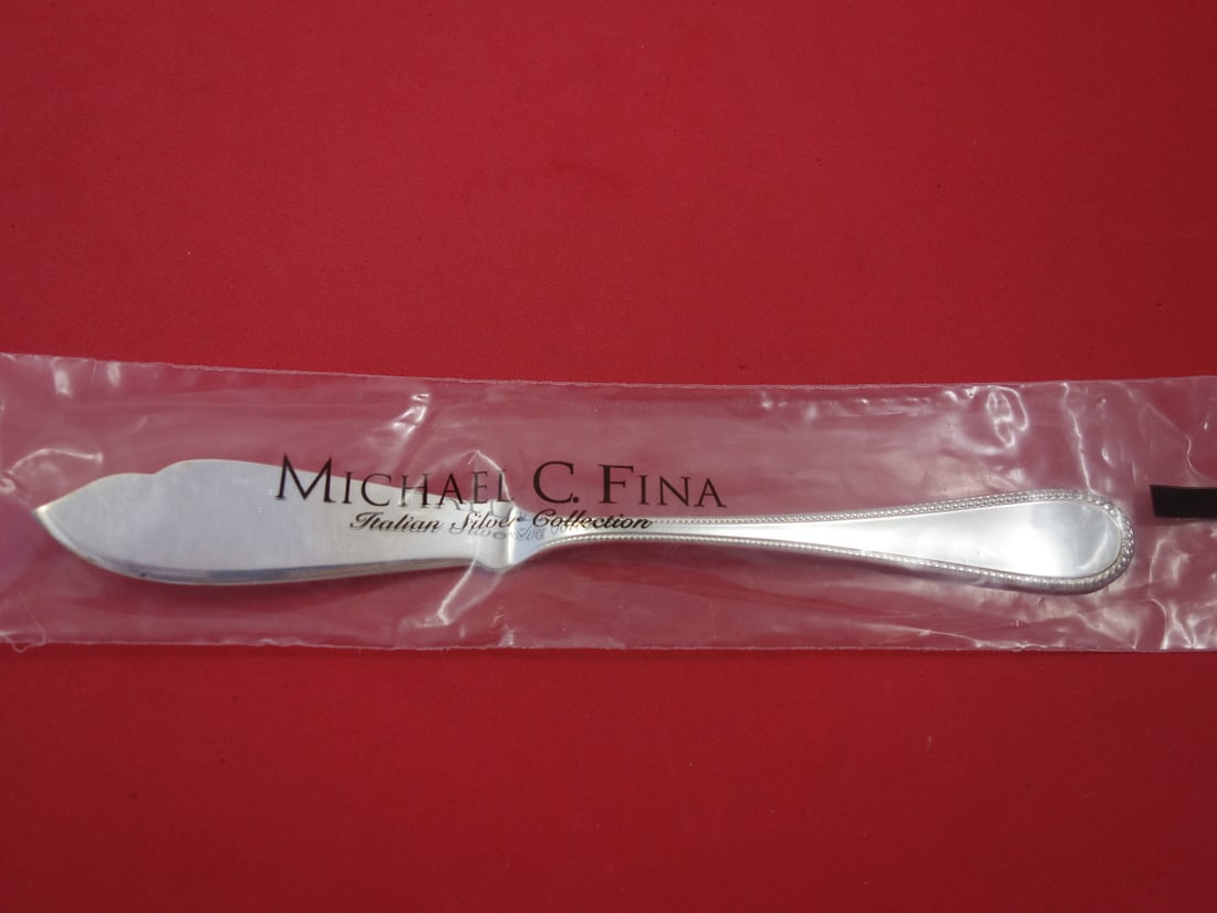 Fina-Italy Perlinato 8 Inch Sterling Silver Fish Knife (1 of 1)