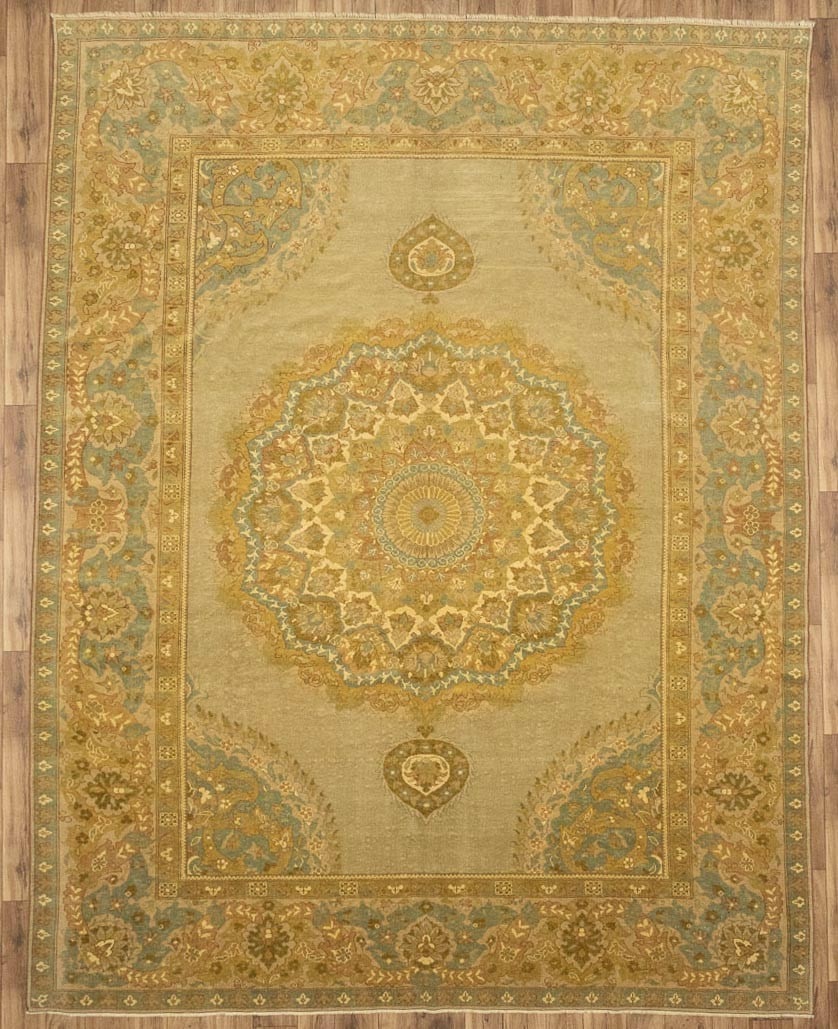Vintage Turkish Wool Rug 9'6 x 12'2 Floral Pattern Hand-Knotted Carpet (1 of 14)