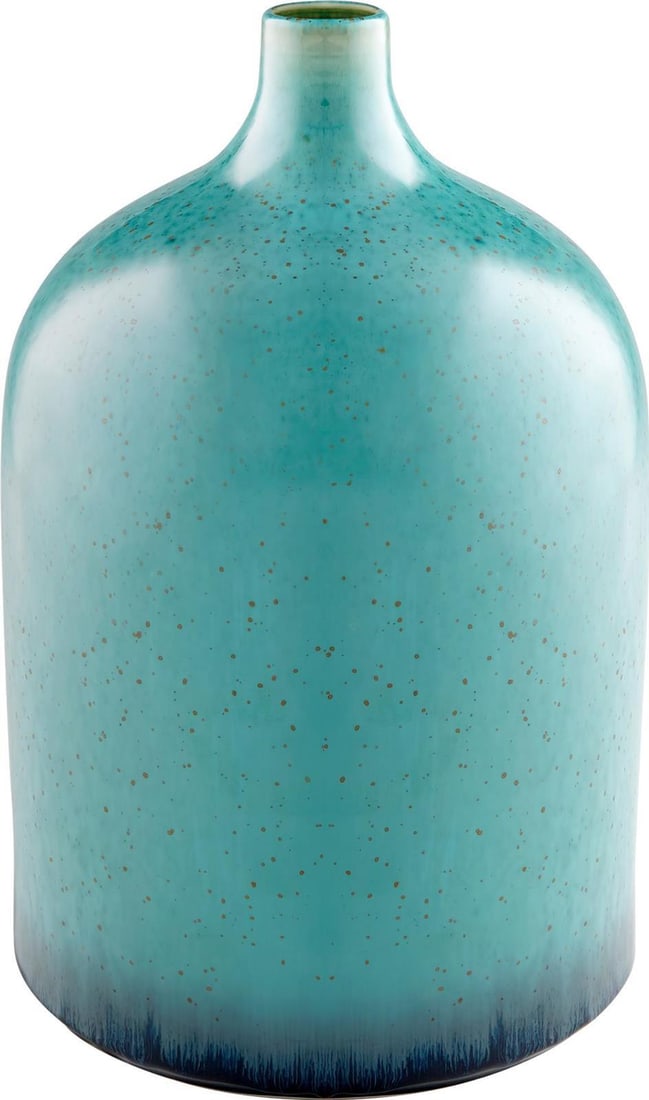 Cyan Turquoise Glaze Vase 15H Asian Modern Style (1 of 3)