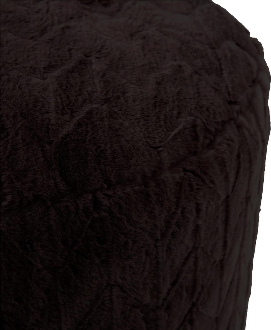 Howard Elliott Ebony Angora Round Pouf Seat with Removable Cover (1 of 5)