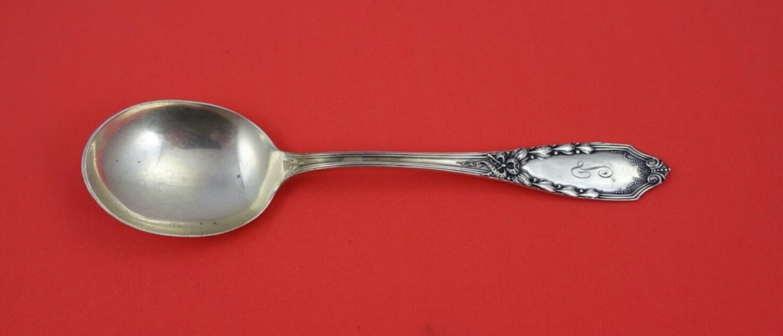 Lunt Sterling Silver John Hancock Gumbo Spoon 6 3/4" Monogrammed: Lunt Sterling Silver John Hancock Gumbo Spoon 6 3/4" Monogrammed This exquisite John Hancock gumbo spoon, crafted by Lunt, showcases the timeless elegance of sterling silver. Measuring 6 3/4 inches, i