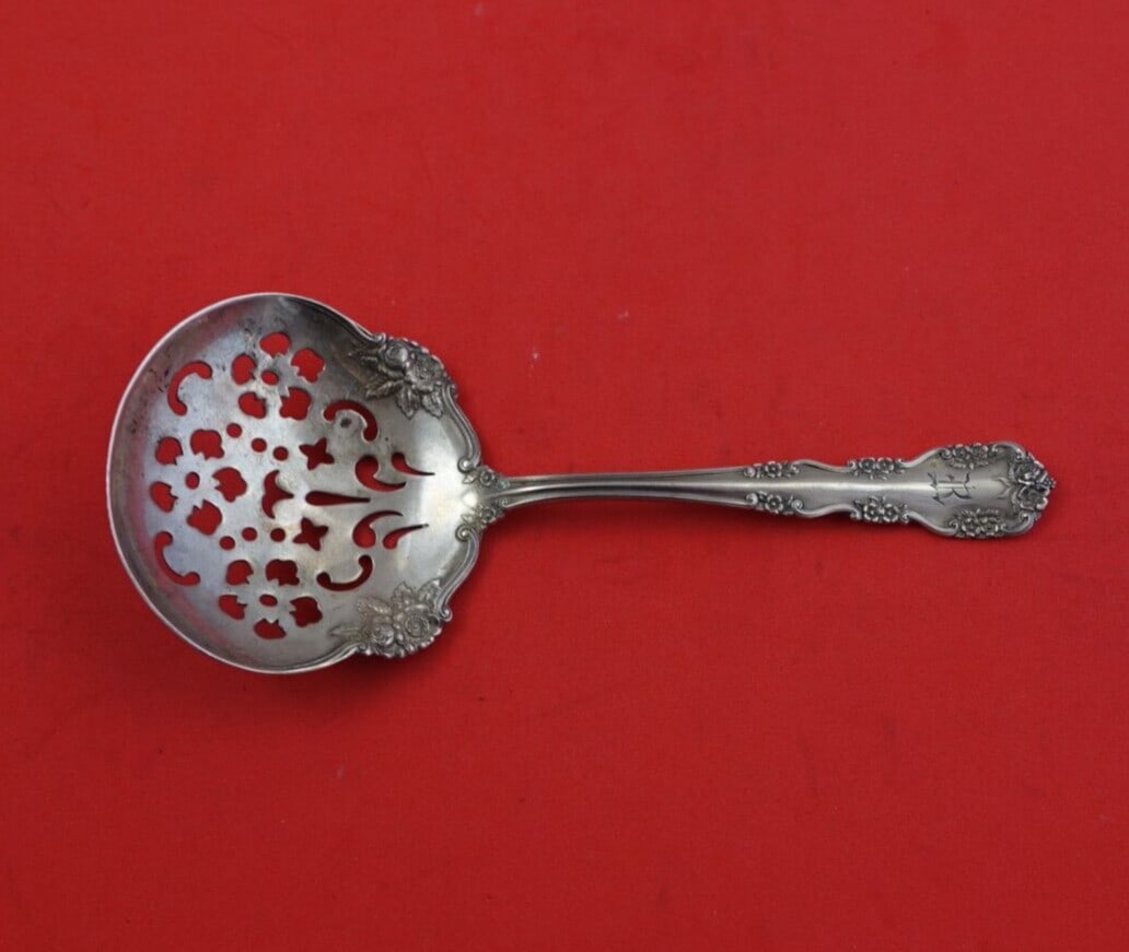 International Sterling Silver Wild Rose Old Nut Spoon 5.5" Monogrammed (1 of 3)