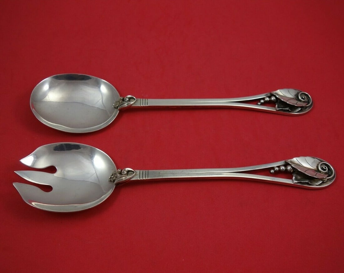 La Paglia Ornamental #113 Sterling Silver Salad Serving Set 2pc 10.5" (1 of 3)