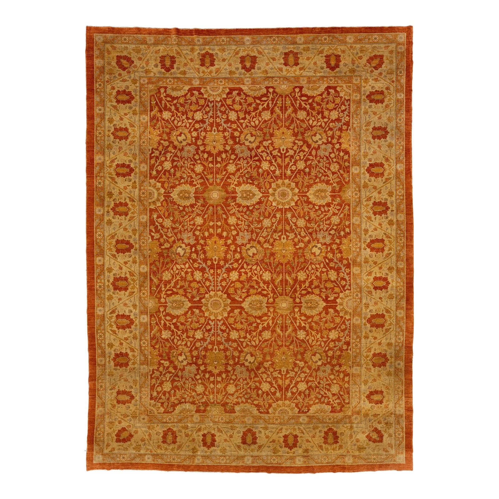 Handwoven 10 x 14 Modern Tabriz Wool Rug in Burnt Orange (1 of 10)