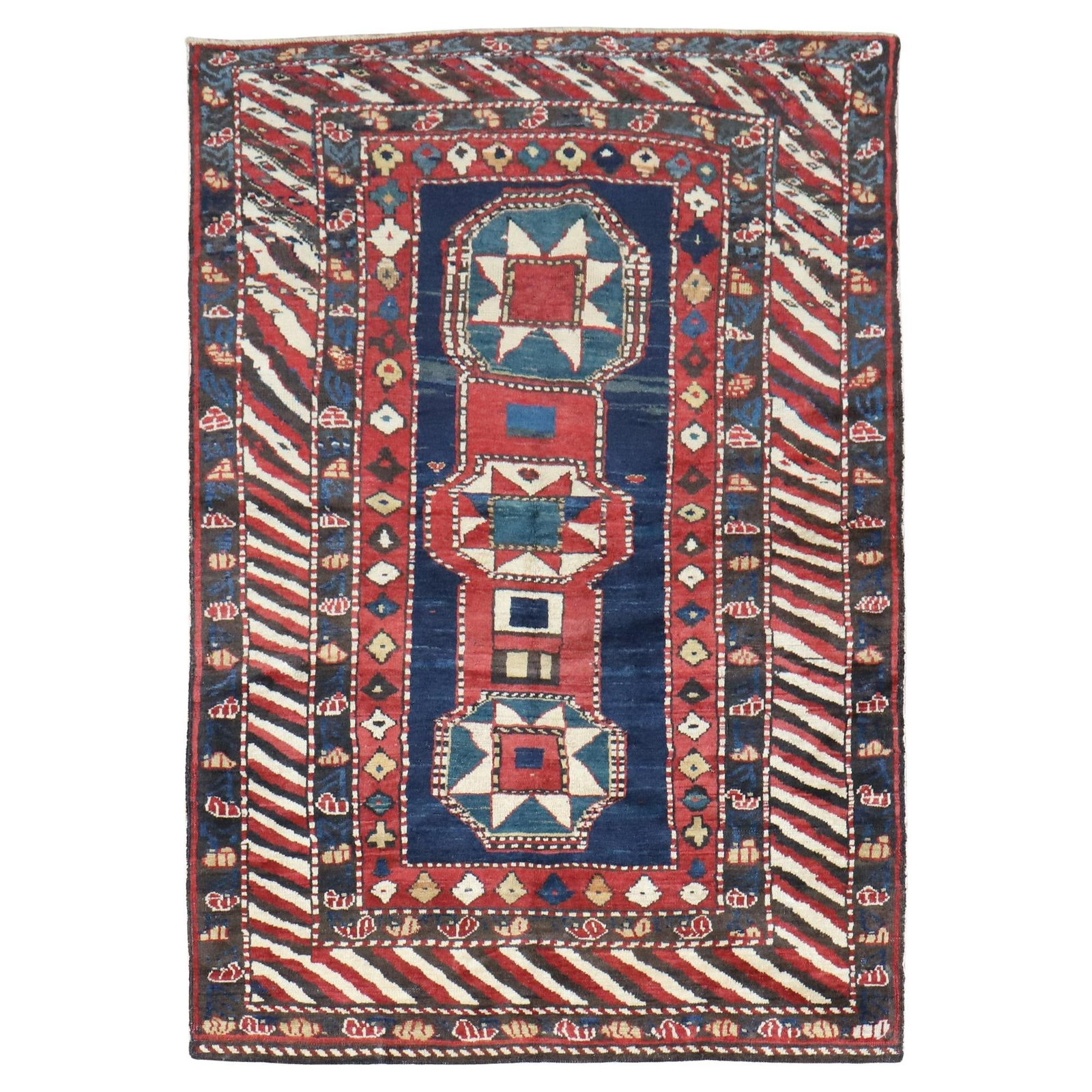 Zabihi Antique Caucasian Baku Khila Rug 1890 Hand-Knotted Wool Agra Style: Zabihi Antique Caucasian Baku Khila Rug 1890 Hand-Knotted Wool Agra Style This exquisite antique Caucasian Baku Khila rug showcases a stunning Agra style, hand-knotted from high-quality wool. With dim
