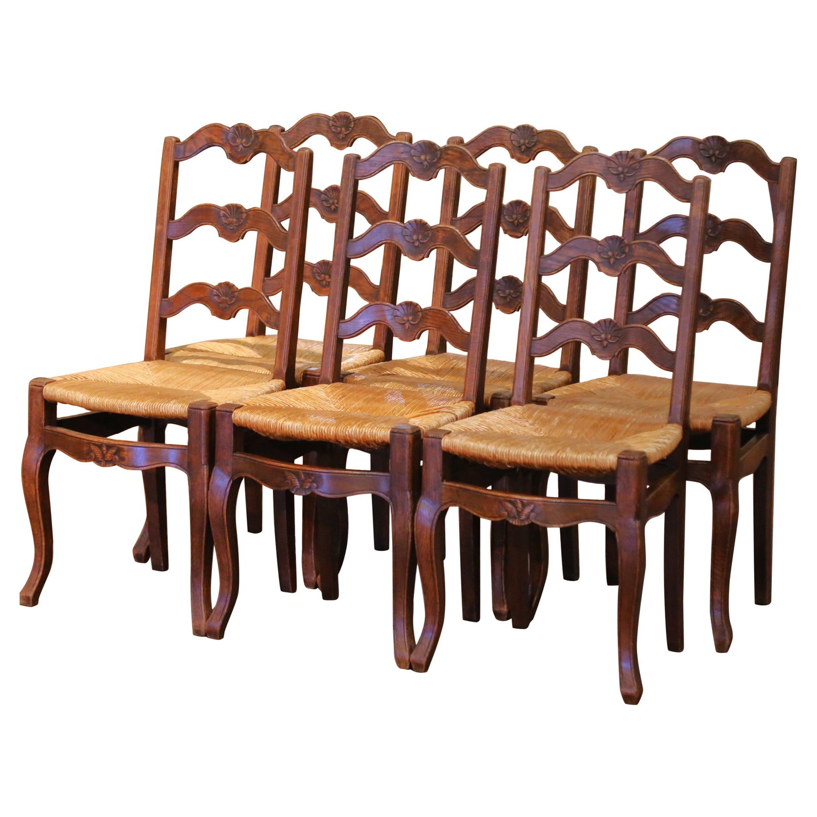 Set of Six Early 20th Century French Normandy Oak Dining Chairs (1 of 10)