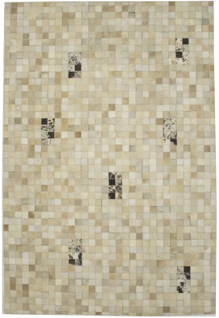 Modern 6x4 Hand-Loomed Leather Geometric Area Rug (1 of 12)
