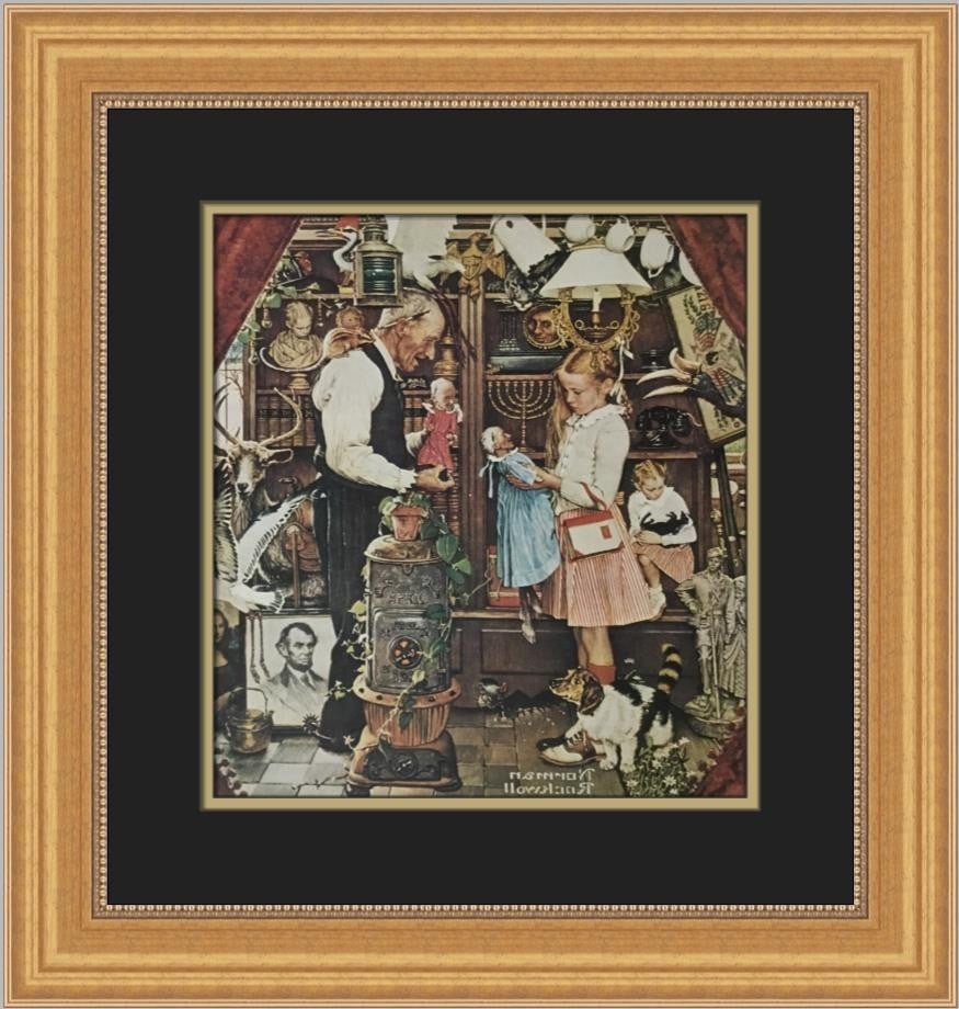 Norman Rockwell Curiosity Shop Custom Framed Print 1975 Americana (1 of 2)