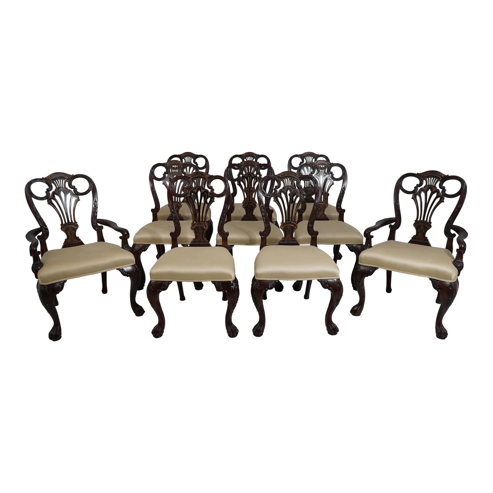 Set of 10 Maitland Smith Georgian Chinoiserie Dining Chairs Model 4030-639 (1 of 10)