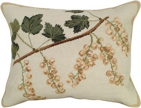 Elegant Beige Needlepoint Throw Pillow Arts and Crafts White Currants (1 of 1)