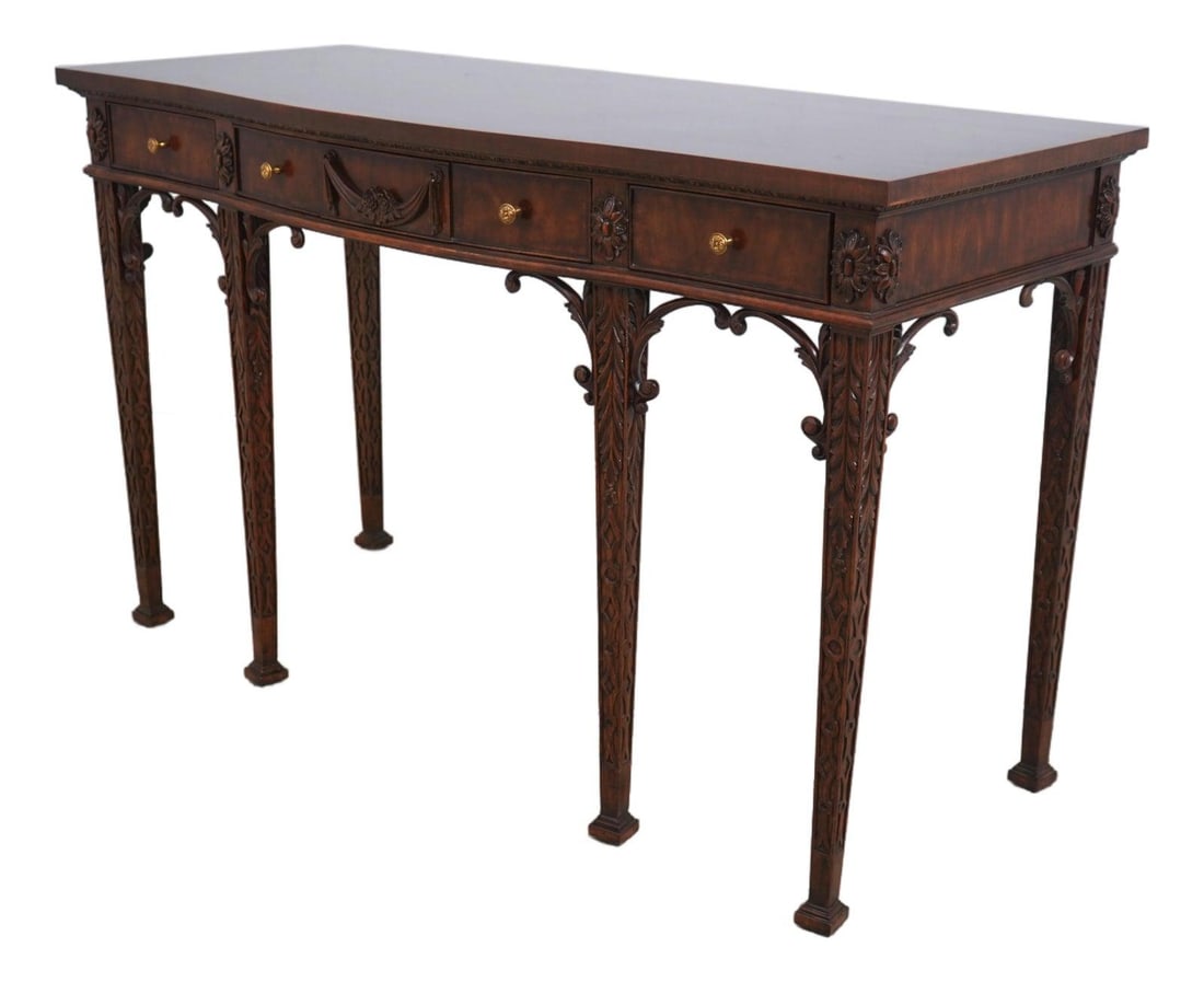 Maitland Smith Chippendale 3 Drawer Mahogany Console Server: Maitland Smith Chippendale 3 Drawer Mahogany Console Server This elegant Maitland Smith Chippendale Style Server Console is a stunning addition to any home. Crafted from high-quality mahogany, this pi