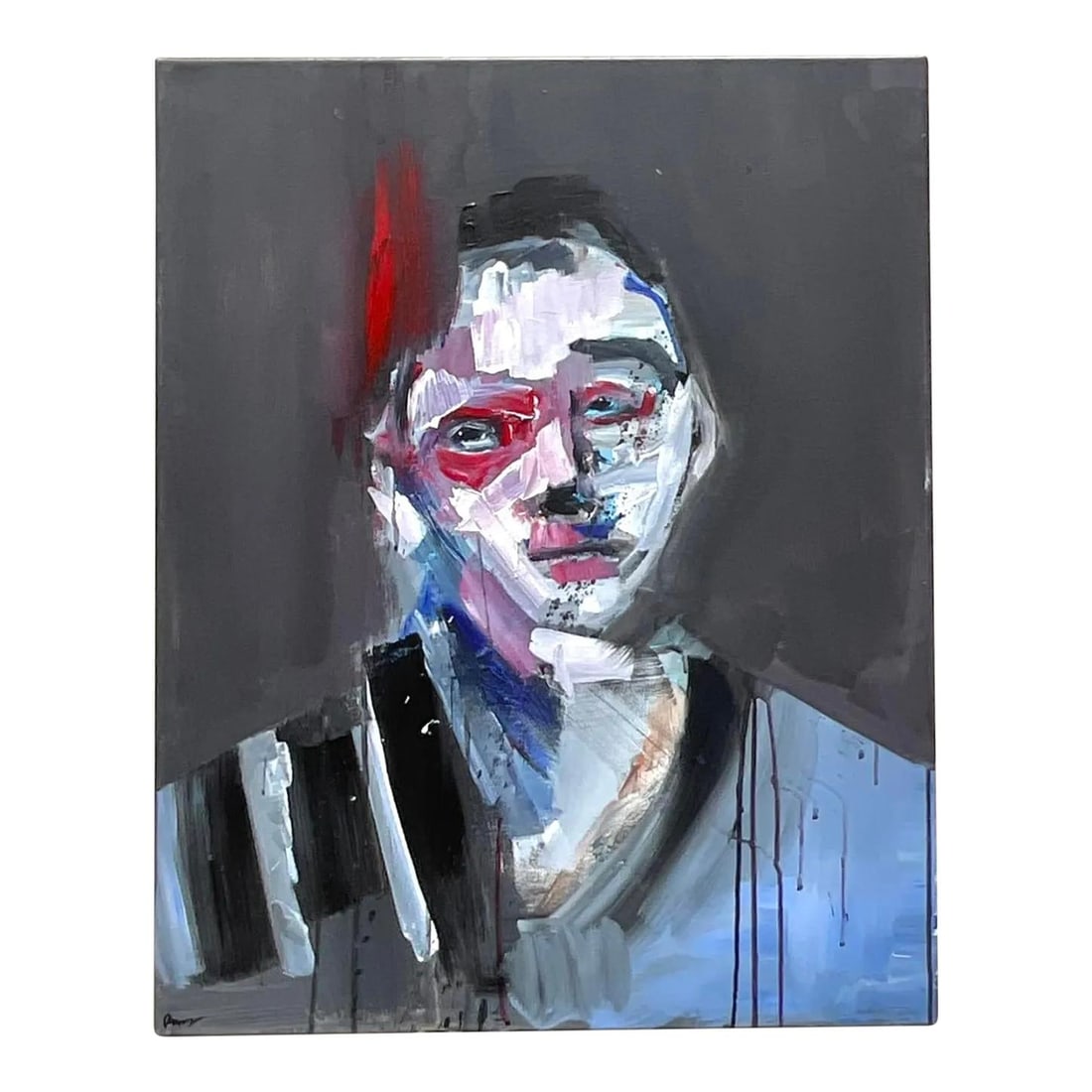 Vintage Boho Original Abstract Oil Portrait on Canvas 24x30 (1 of 6)