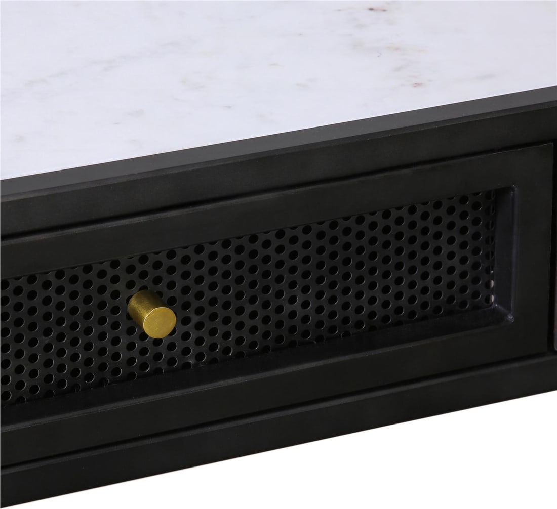 Alaina Black Desk with Brass Accents and Marble Top (1 of 4)
