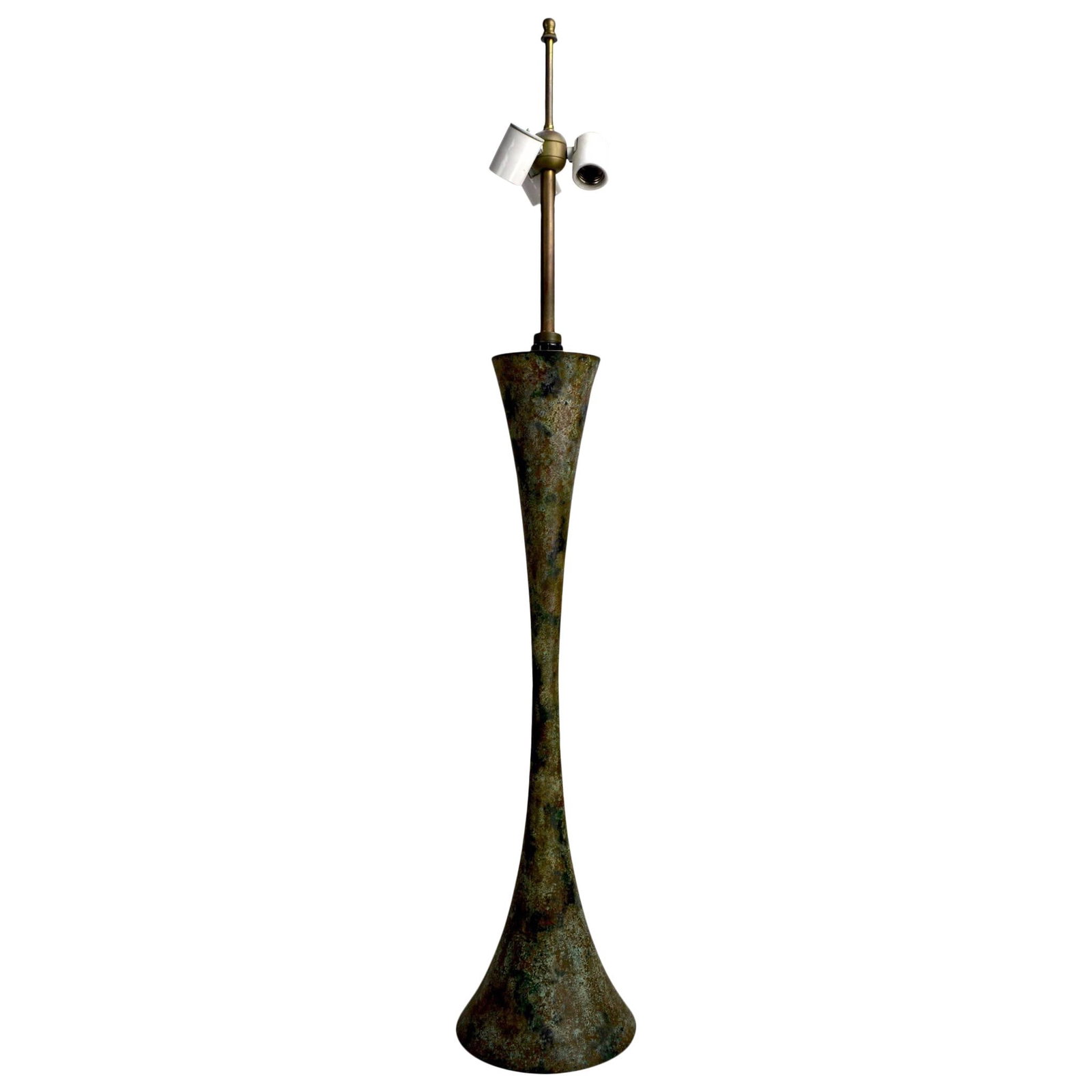 Stewart James Verdigris Bronze Hourglass Table Lamp 1950s (1 of 8)