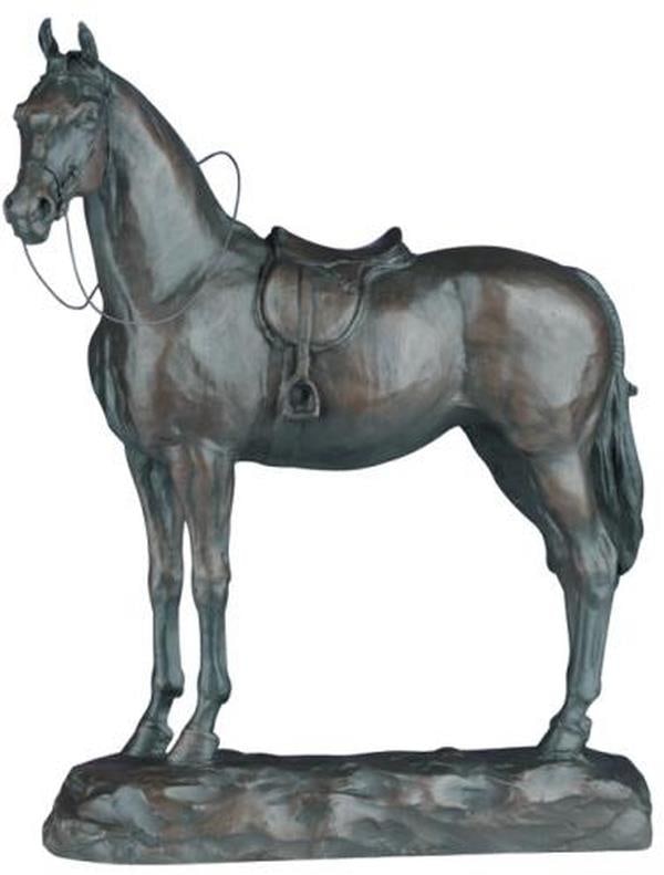 Hand-Cast Resin Ebony English Riding Horse Sculpture (1 of 1)