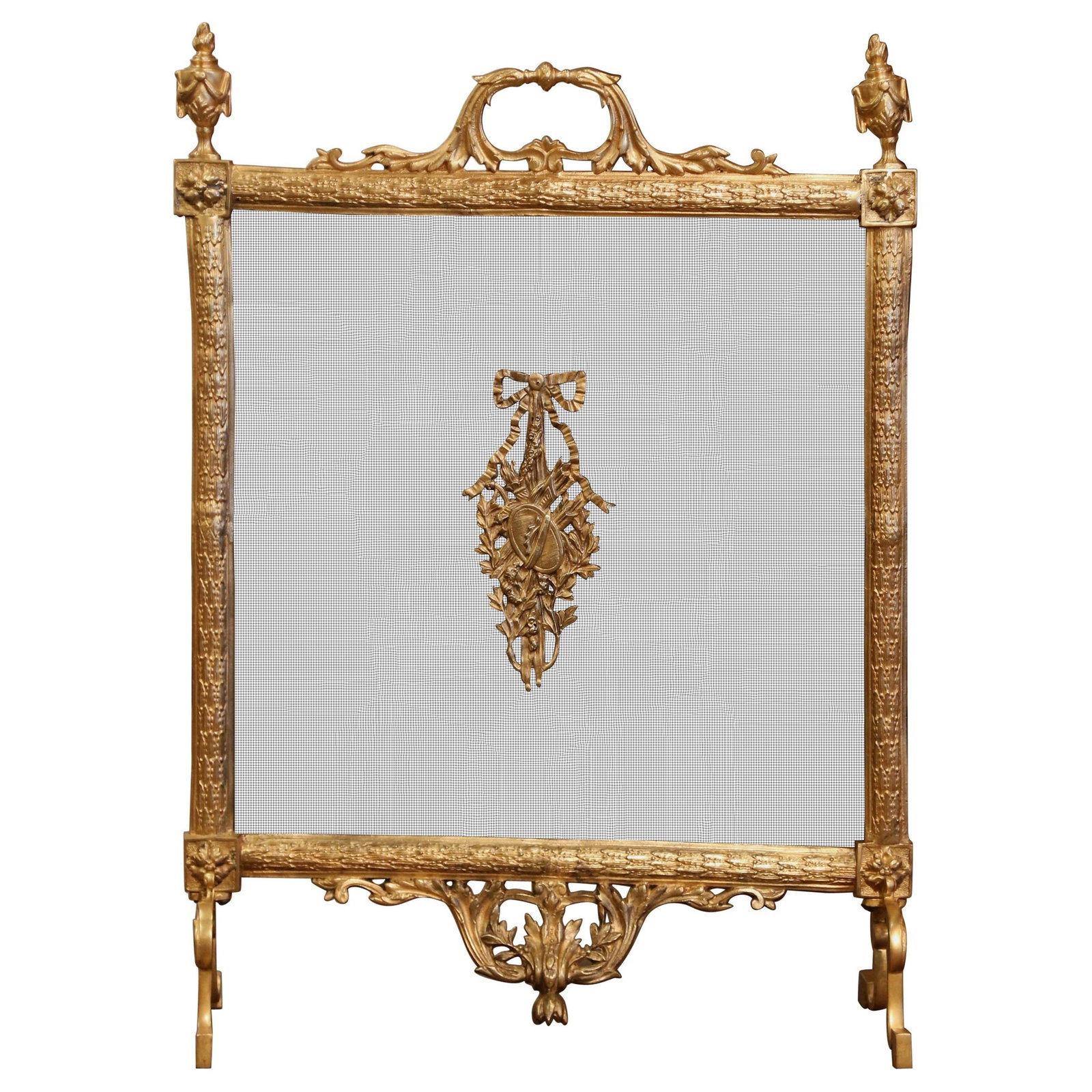 Antique 19th Century French Louis XVI Bronze Dore Fireplace Screen (1 of 9)