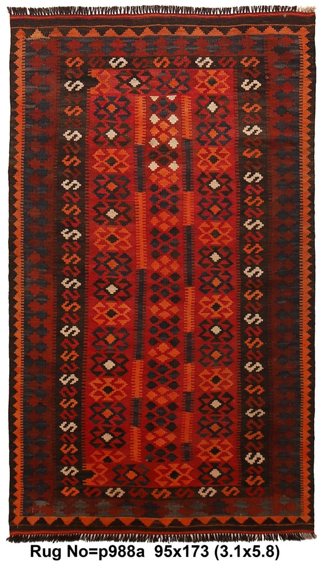 3.1 x 5.8 Afghan Vasirestan Kilim Rug Handmade Wool Tribal Art (1 of 7)