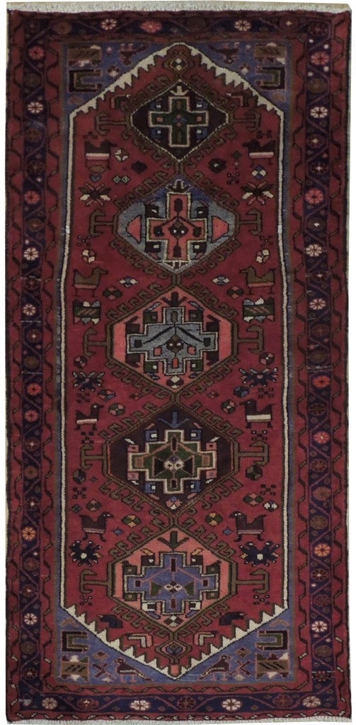 3' x 6.7' Maroon Semi-Antique Persian Hamadan Hand-Knotted Rug (1 of 6)