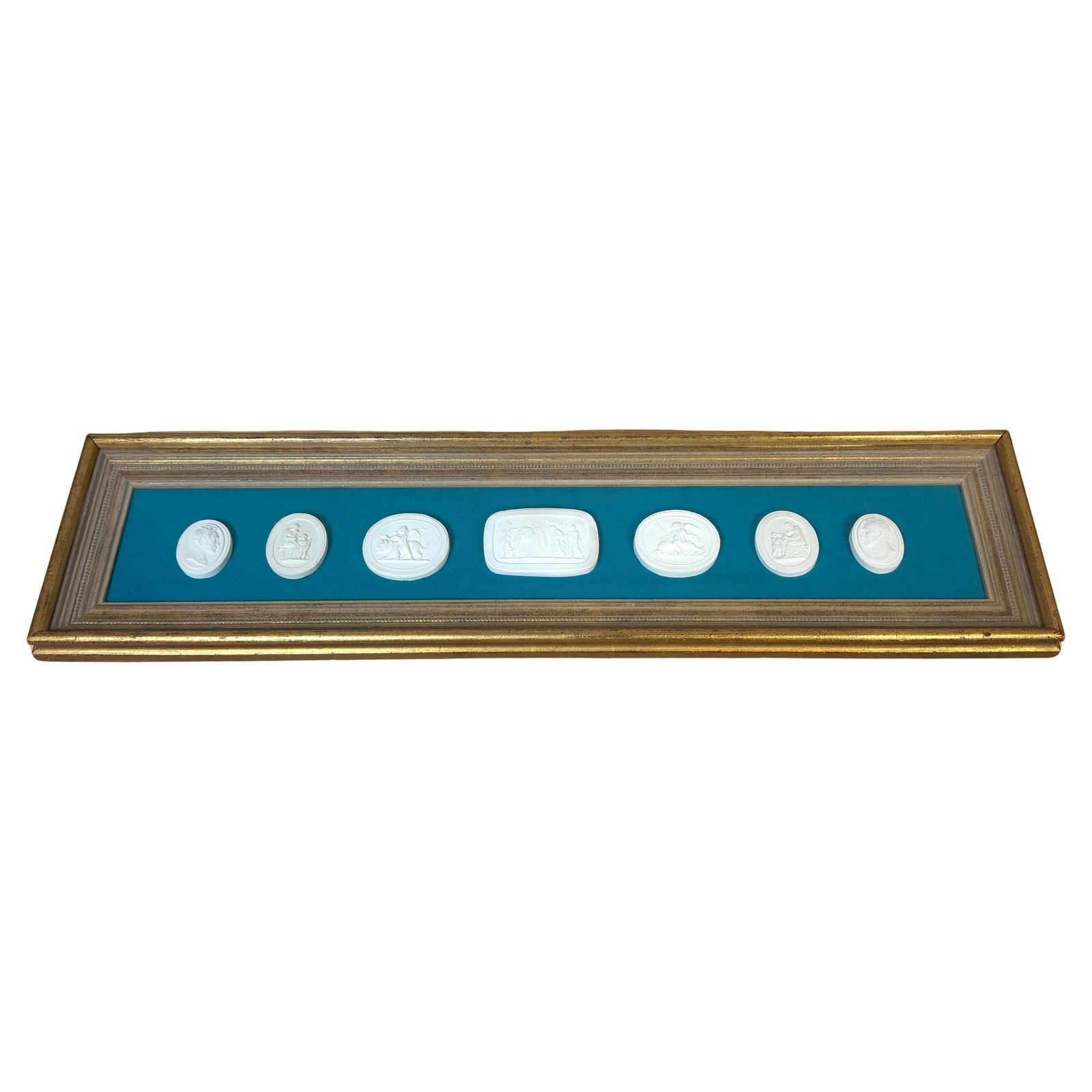 Seven Italian Grand Tour Plaster Intaglios in Giltwood Frame 19th Century (1 of 18)