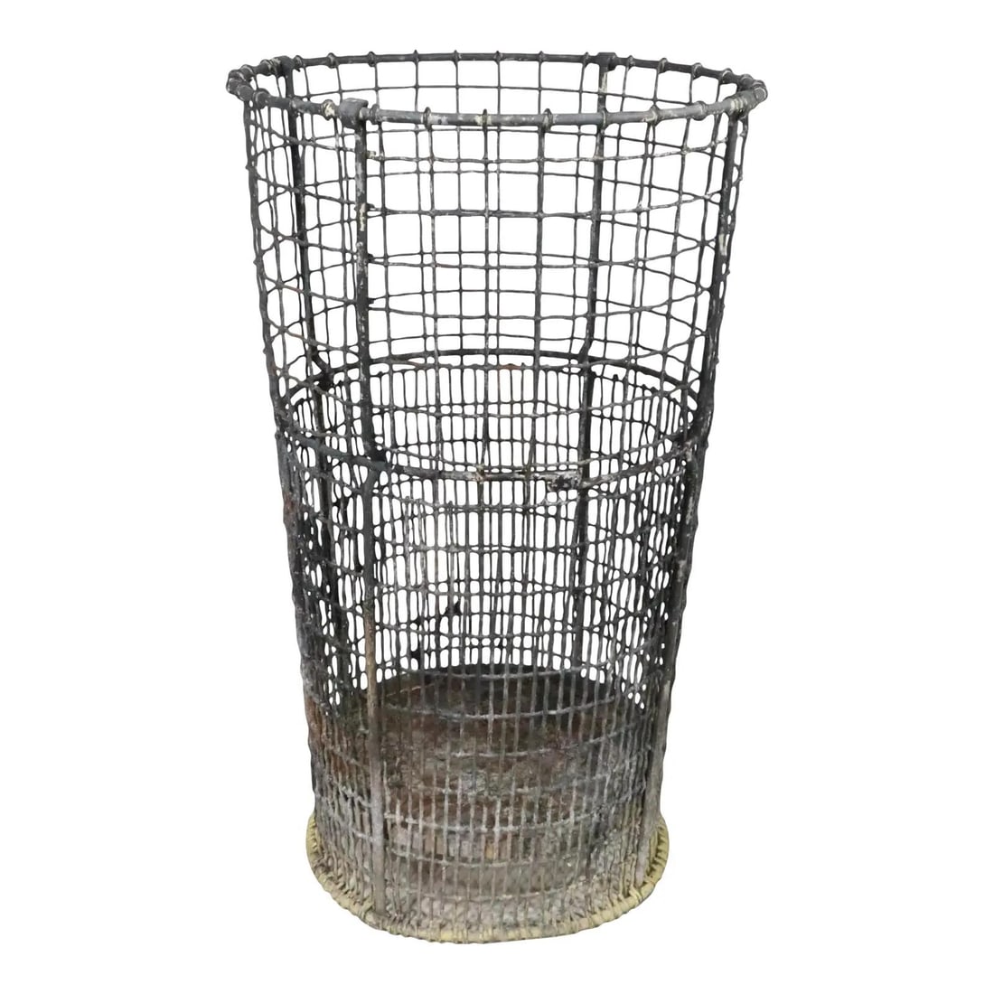 Vintage Industrial Wire Trash Can 30.5" Tall Light Gray (1 of 4)