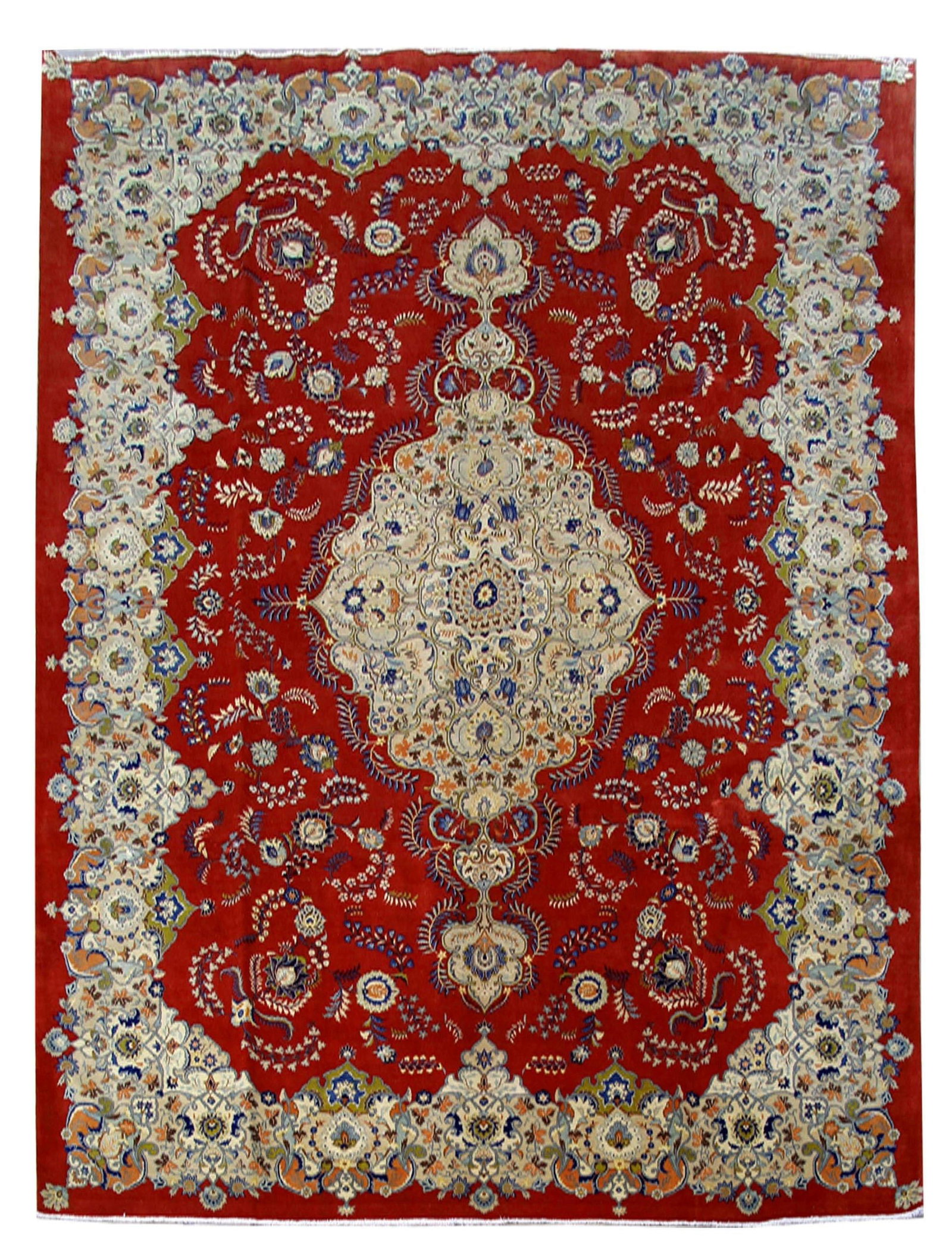 Handmade 10.8' x 14.1' Red Persian Kashan Tabriz Rug (1 of 6)
