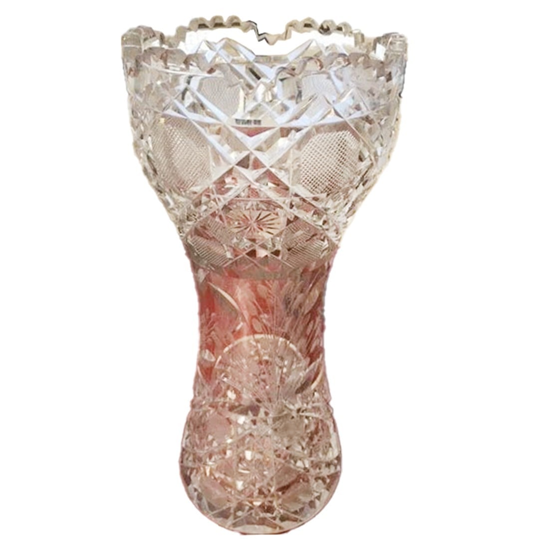 Vintage ABP Pressed Cut Glass Vase 10 Inch Tall (1 of 3)