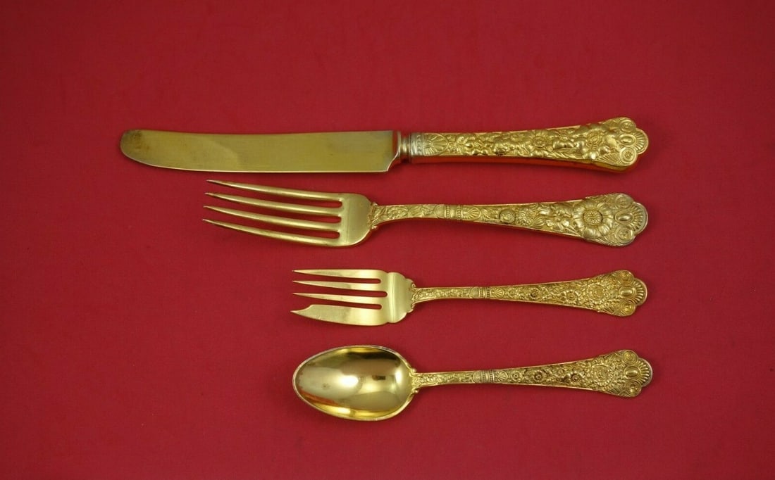 Gorham Cluny Vermeil Sterling Silver 4-Piece Dinner Place Setting (1 of 1)