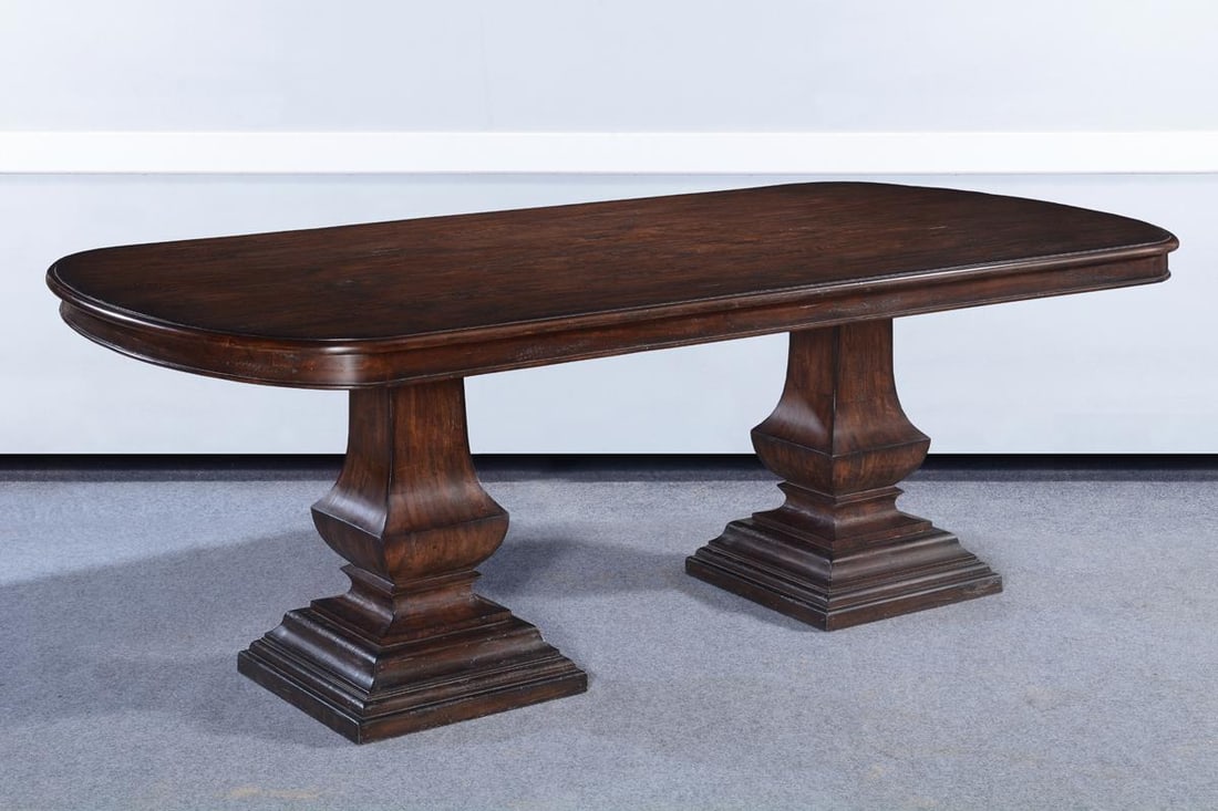 Italian Solid Wood Double Pedestal Pastry Table with Marble Top (1 of 4)