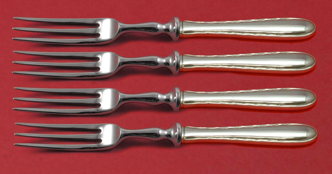 Towle Silver Flutes 4-Piece Fruit Fork Set Custom Made 6 Inch (1 of 2)