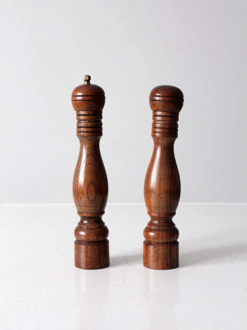 Vintage Mid Century Wooden Salt and Pepper Shaker Set (1 of 6)