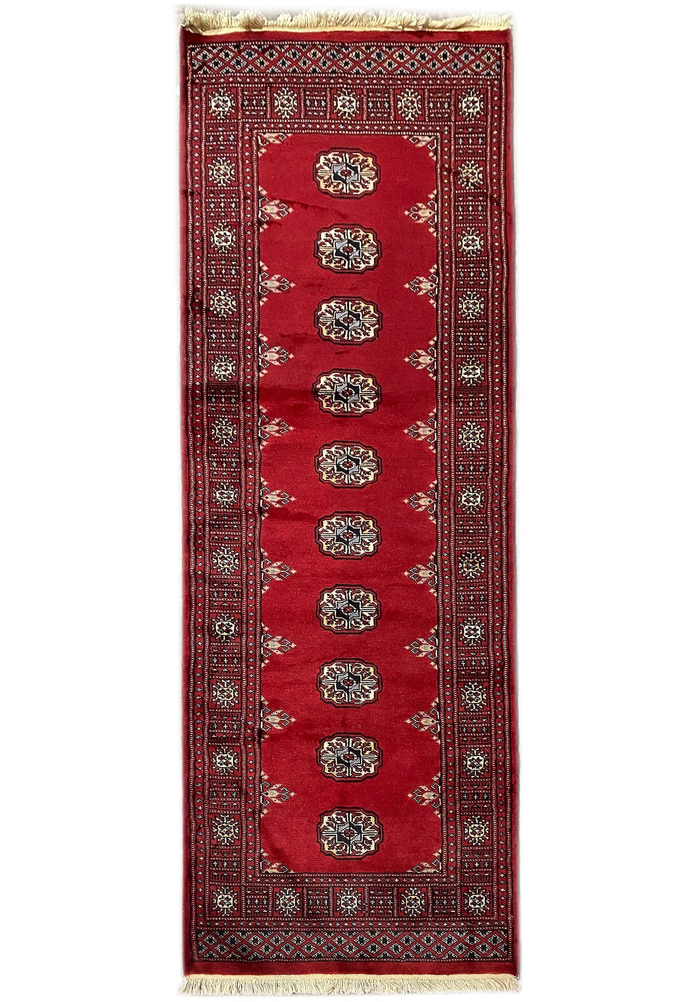 2.8 x 7.6 Handmade Pakistan Bokhara Wool Runner Traditional Gul Design (1 of 10)