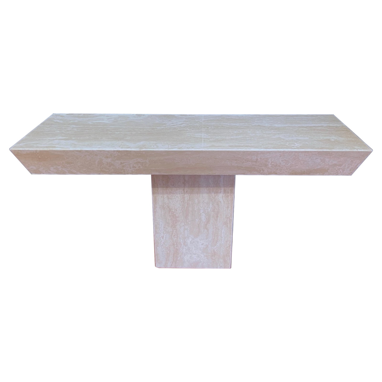 1970s Italian Modern Sculptural Console in Variegated Travertine (1 of 6)