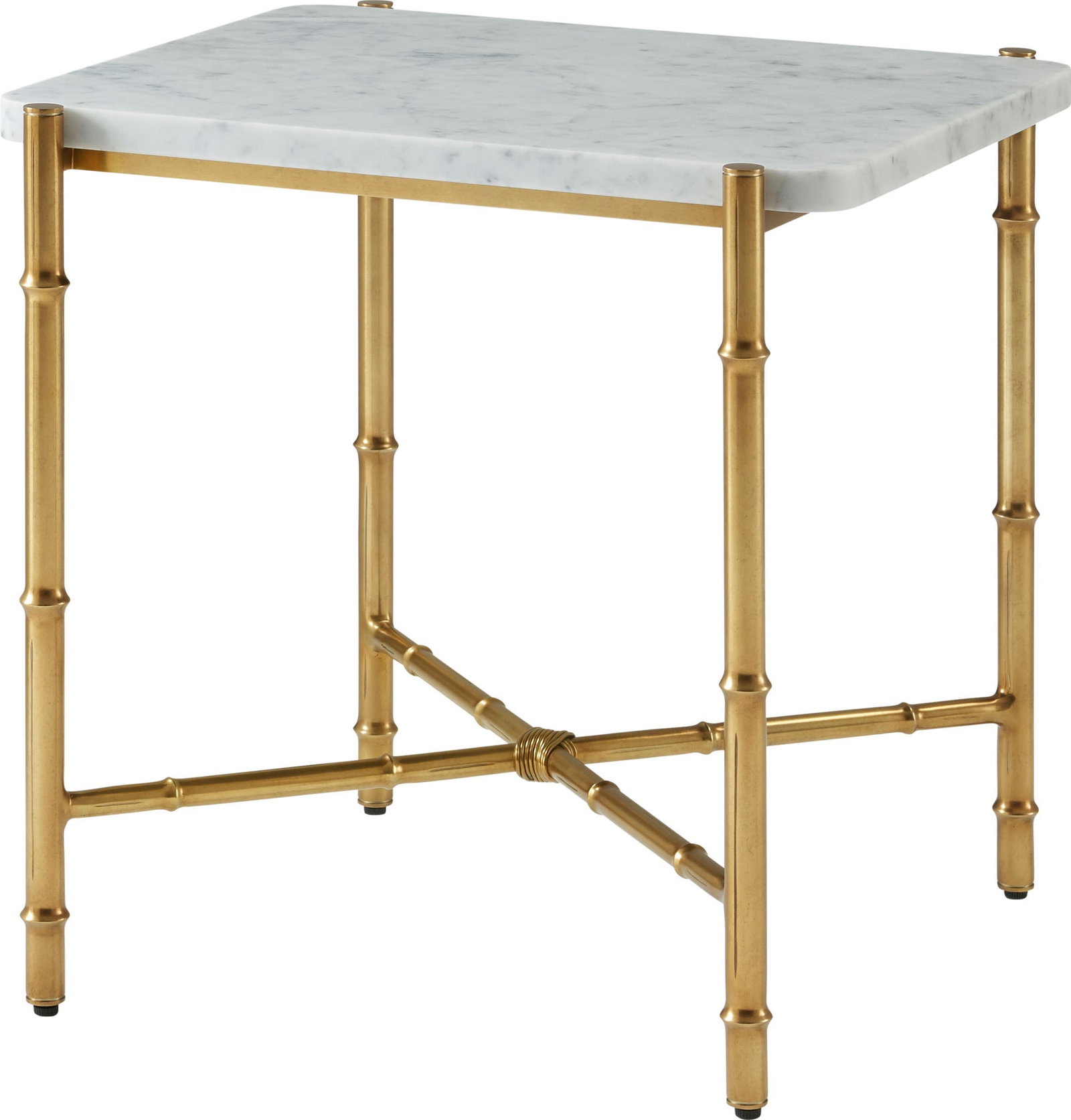 Theodore Alexander Modern Kesden Brass Marble Side Table 22H 22W 20.5D (1 of 2)