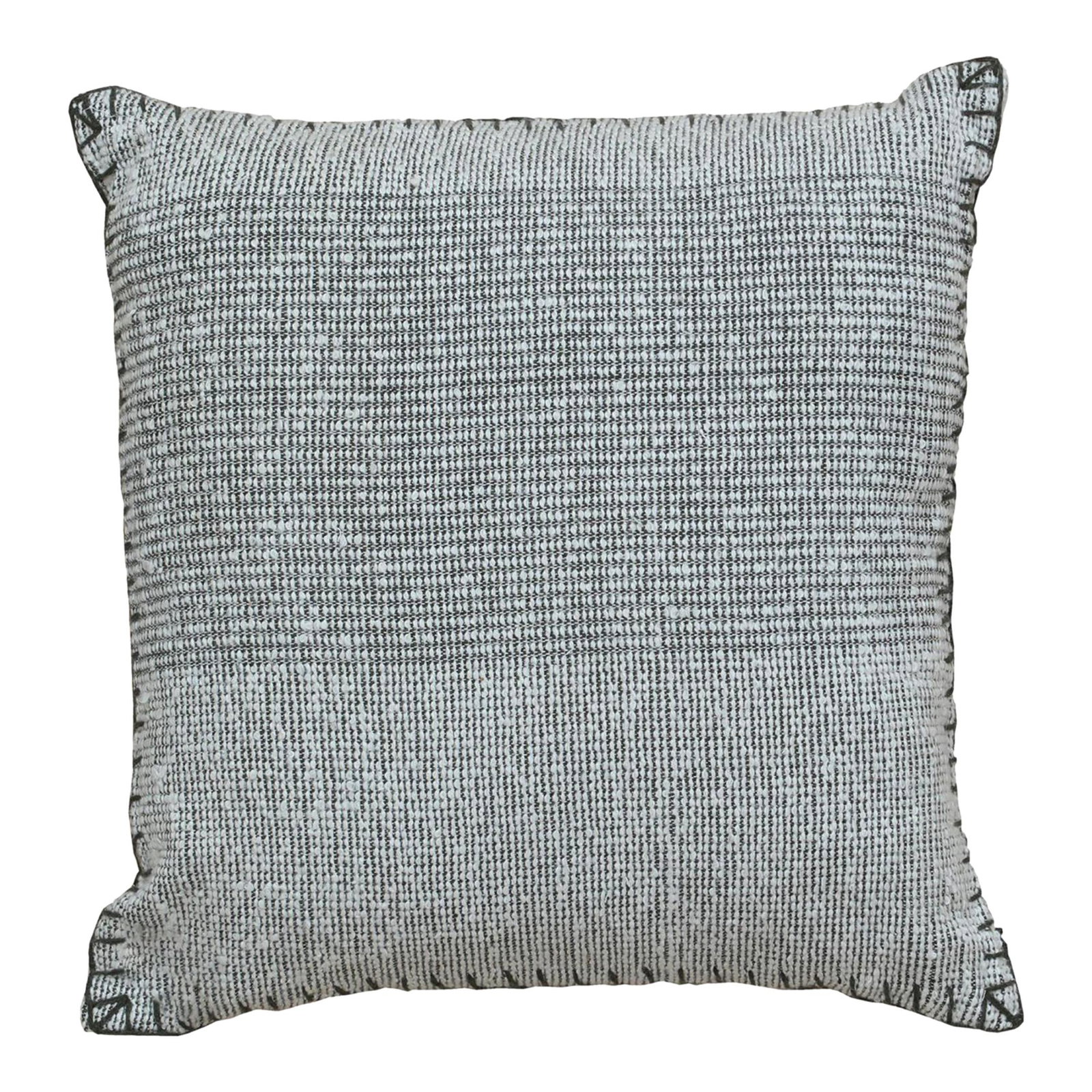 Handmade Gray Wool Cotton Pillow 20 x 20 Beige Back: Handmade Gray Wool Cotton Pillow 20 x 20 Beige Back Enhance your living space with this Contemporary Boho Chic Wool and Cotton Pillow in Gray. This stylish pillow is meticulously handmade, combining l