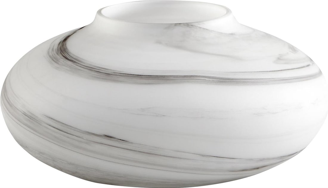 Cyan Moon Mist Vase Black White Contemporary Glass 6H 14W 14L (1 of 1)