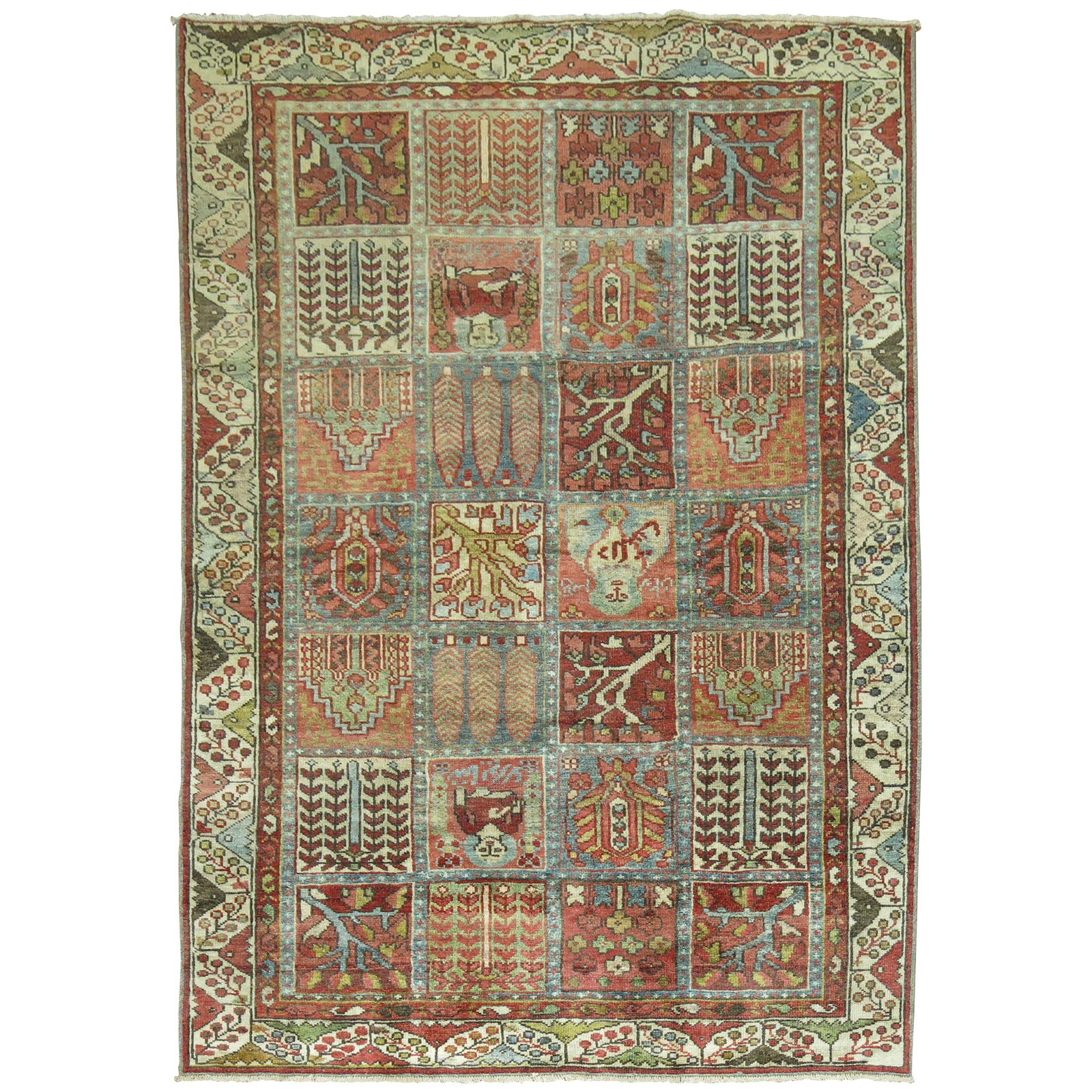 Persian Malayer Hand-Knotted Rug Garden Box Design 4'5" x 6'4" Iran Circa 1920 (1 of 8)