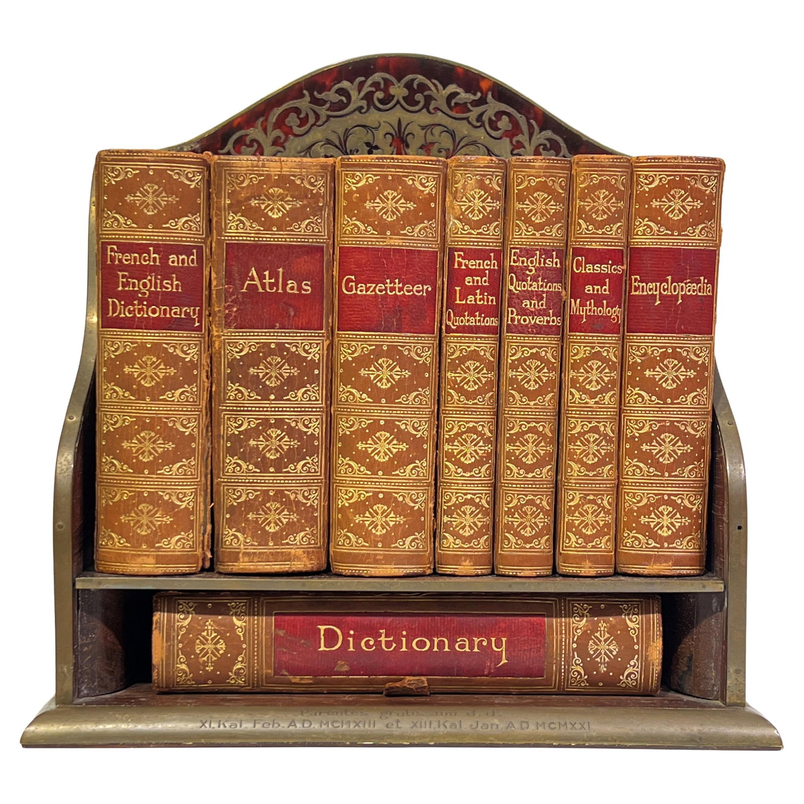 Miniature Leather Book Collection with 1921 Tortoise Shell Inlaid Rack (1 of 10)